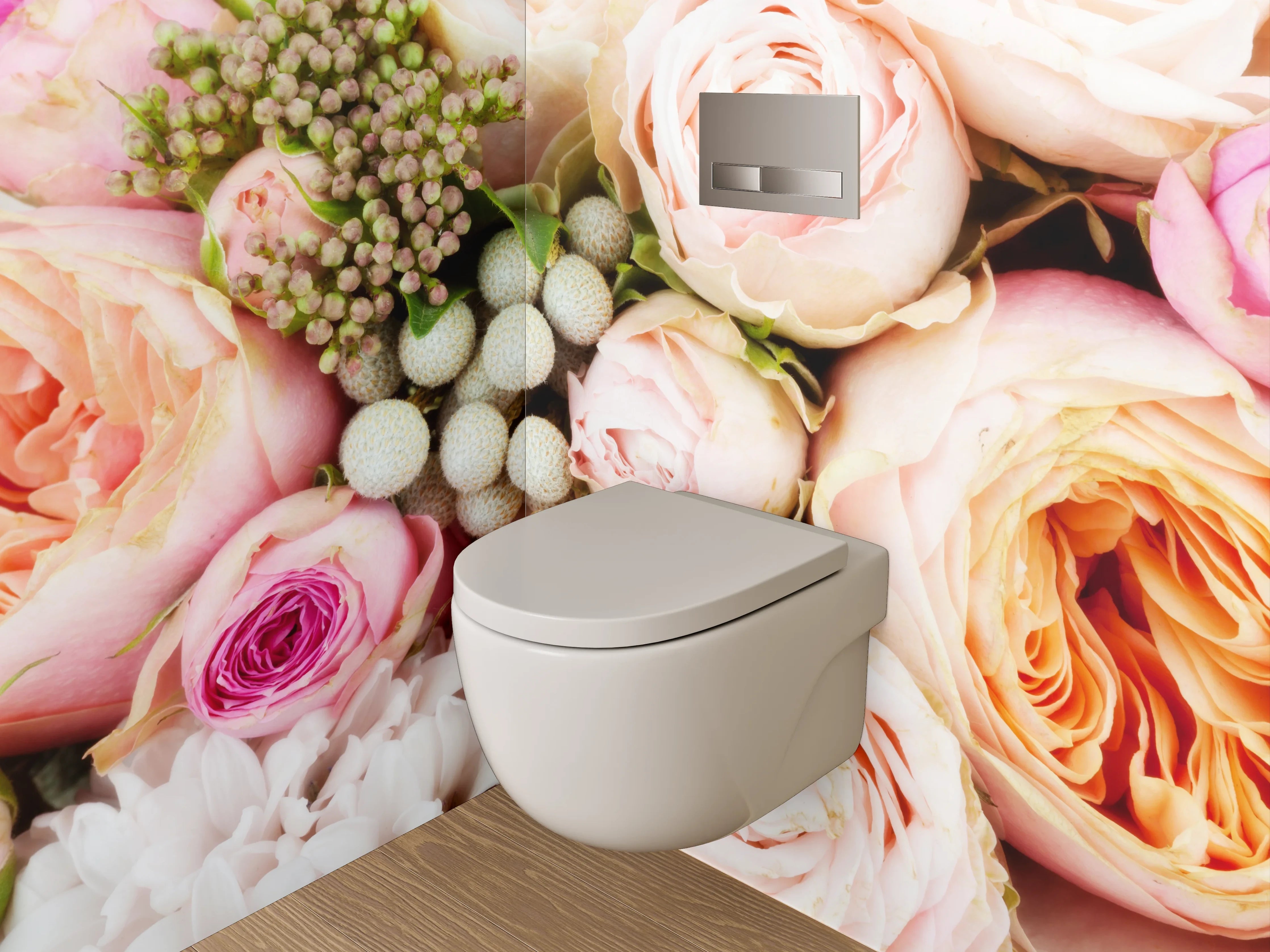 WC-Rückwand - Zarte Rosen Blütenbouquet Pastell