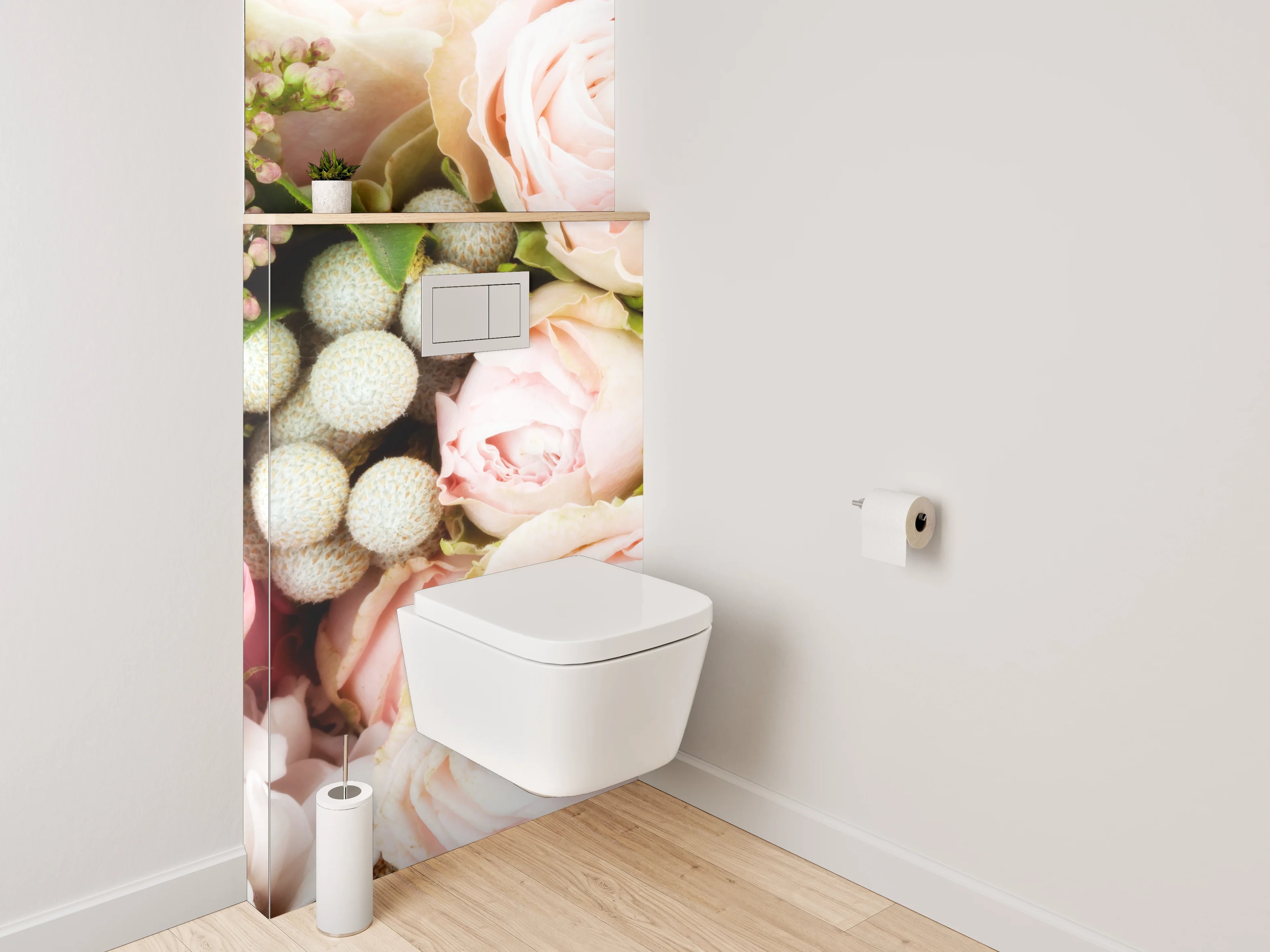 WC-Rückwand - Zarte Rosen Blütenbouquet Pastell