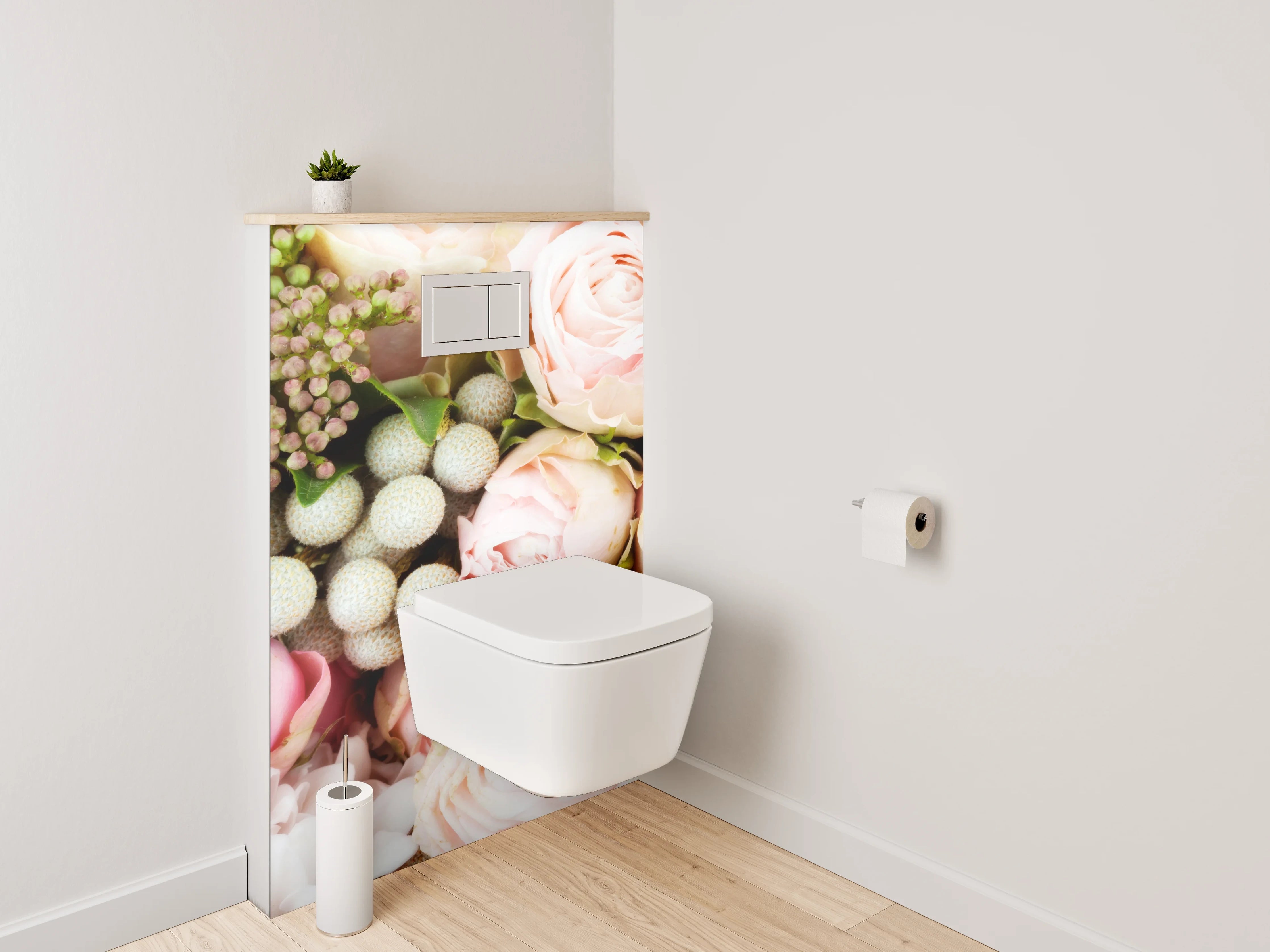 WC-Rückwand - Zarte Rosen Blütenbouquet Pastell