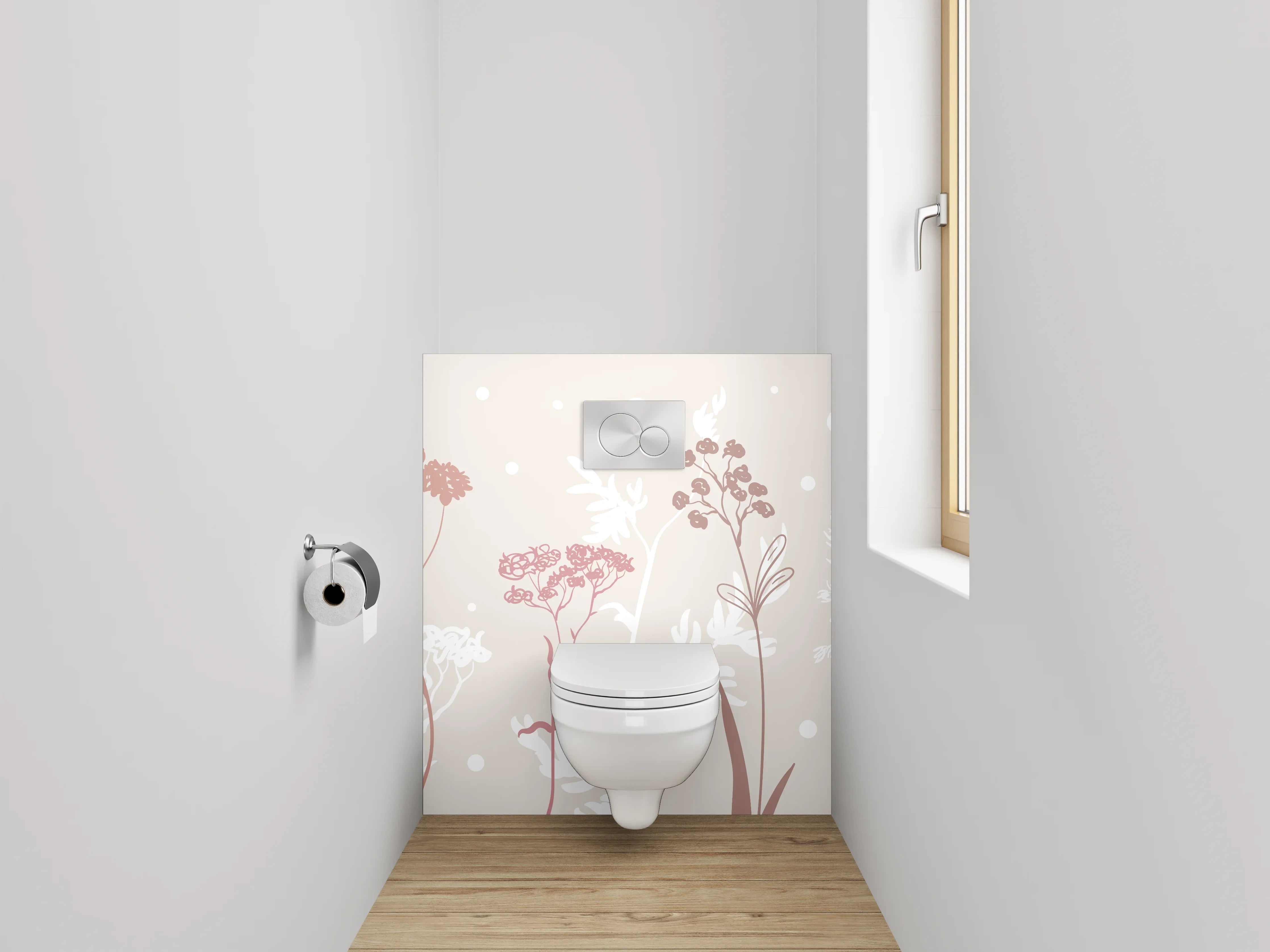 WC-Rückwand - Zarte Wiesenblumen Silhouette Illustration