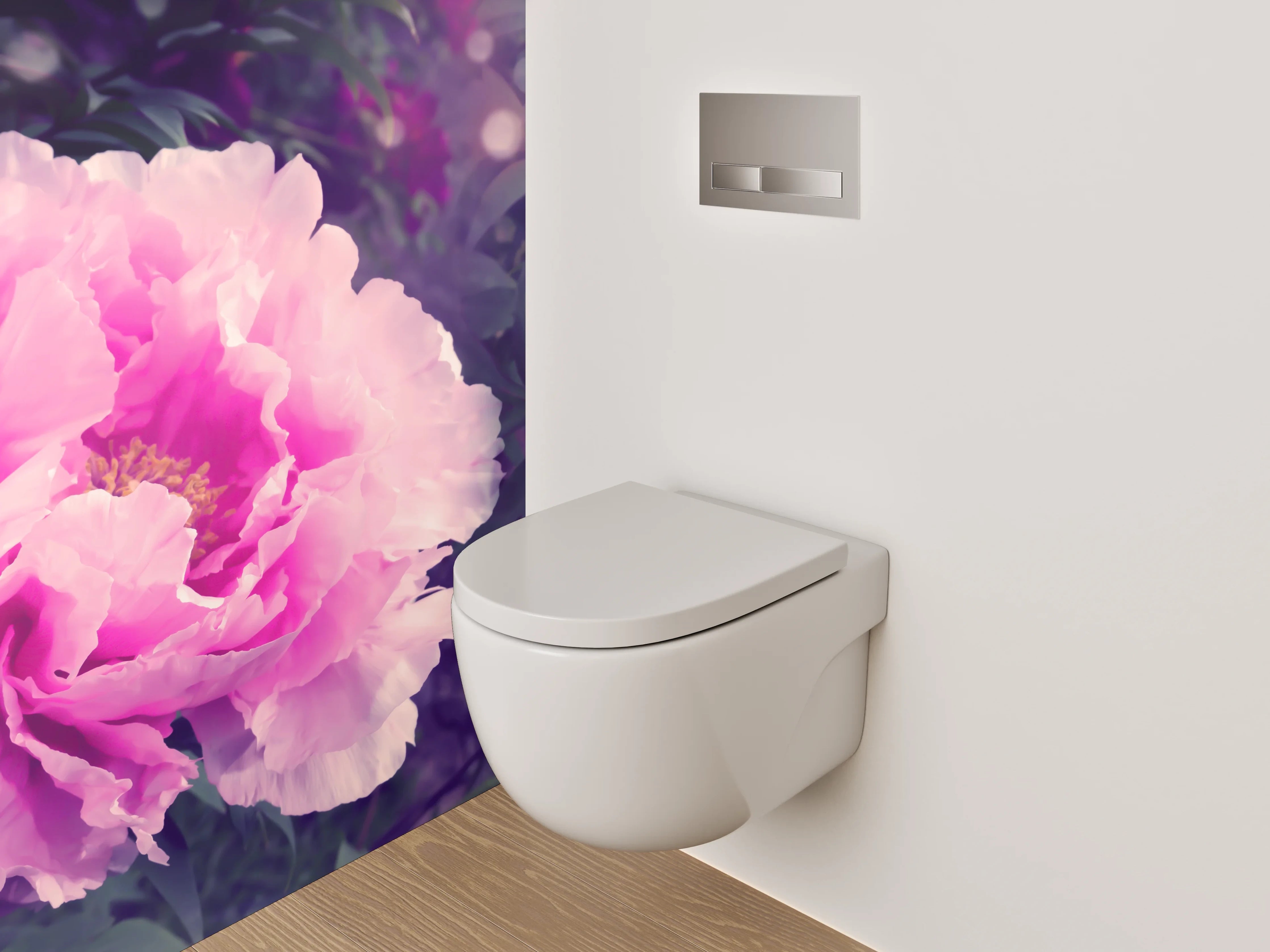 WC-Rückwand - Zarte pinke Pfingstrosen im Garten