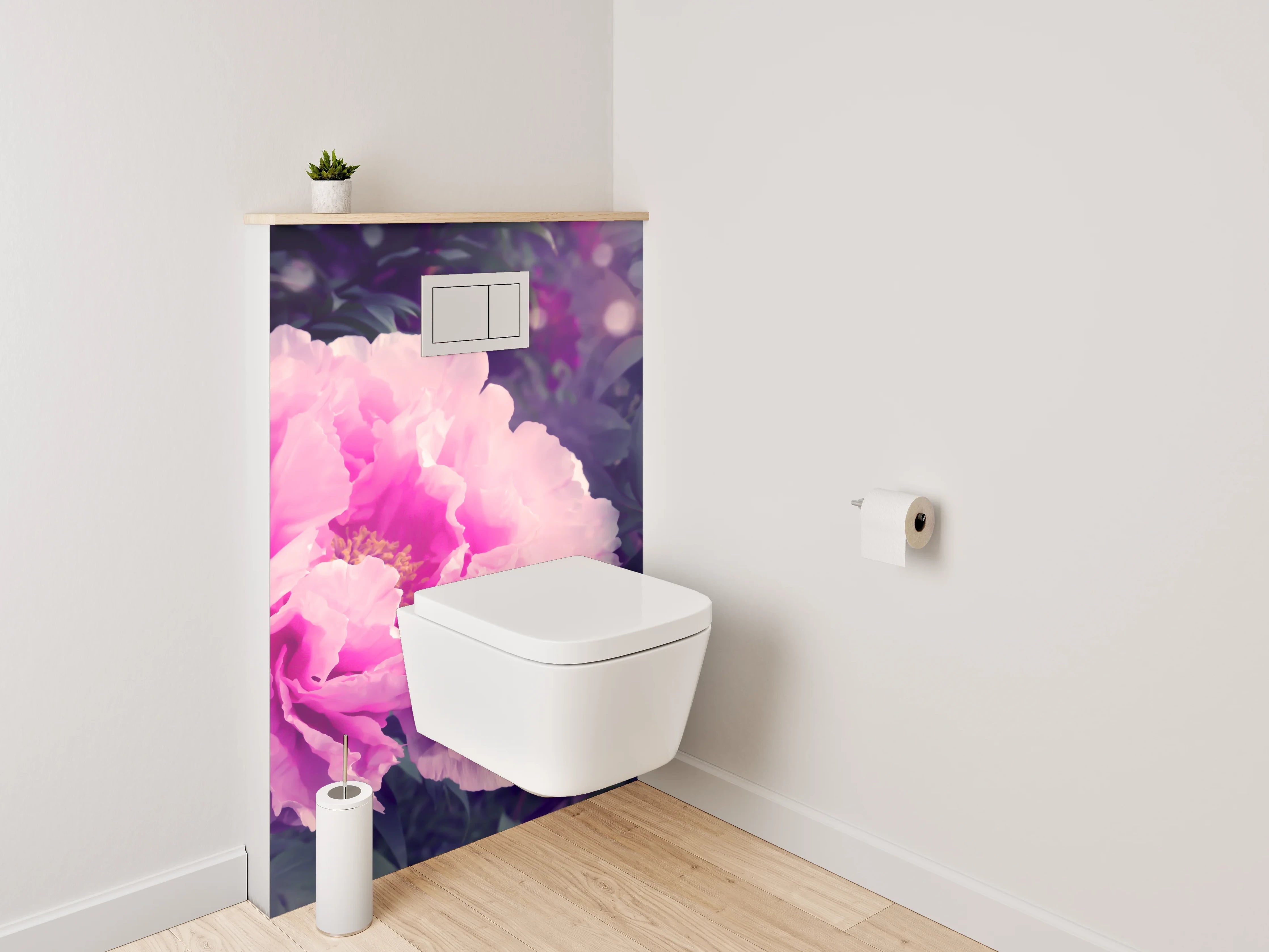 WC-Rückwand - Zarte pinke Pfingstrosen im Garten