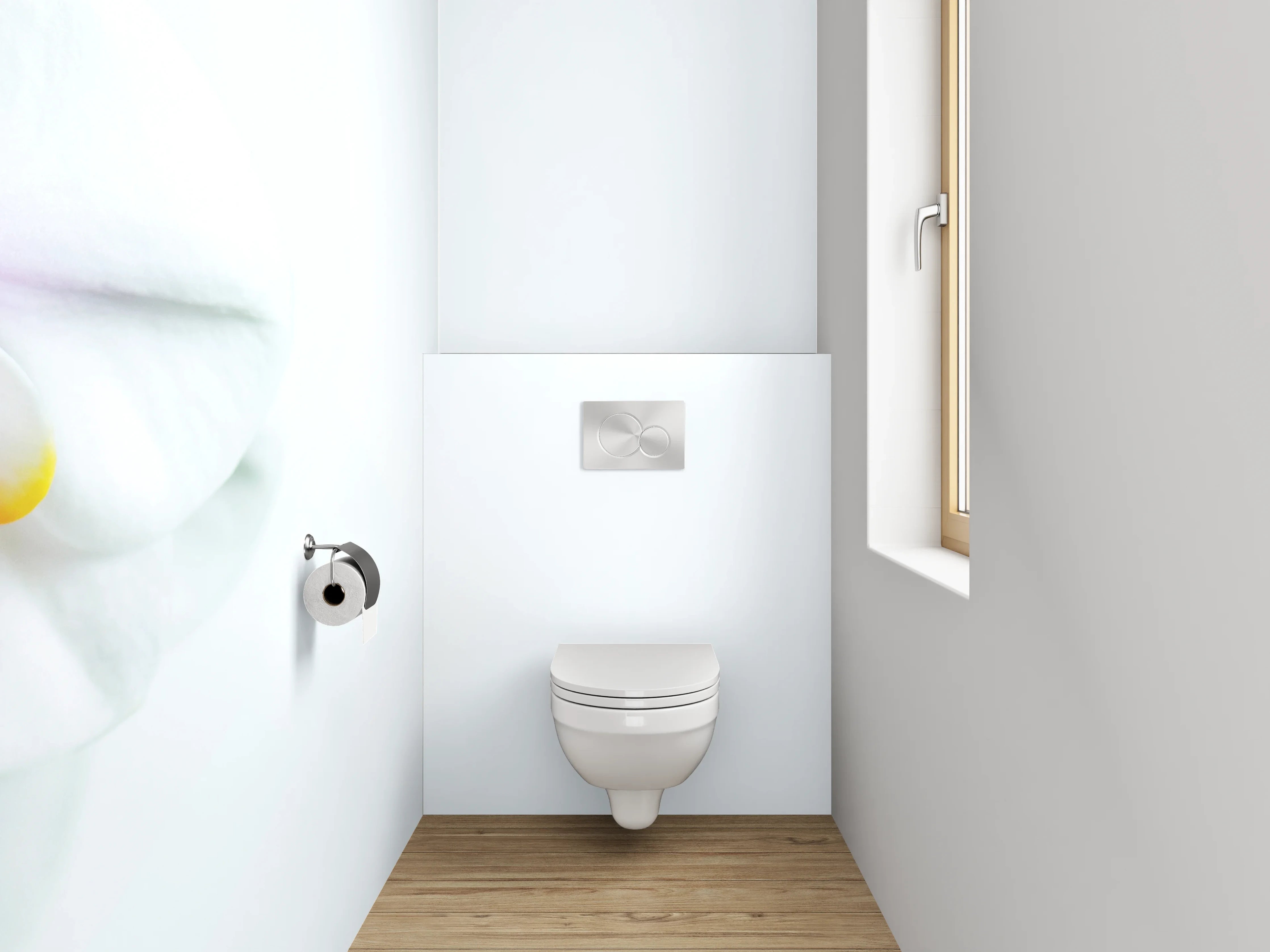 WC-Rückwand - Zarte weiße Orchidee Minimalismus