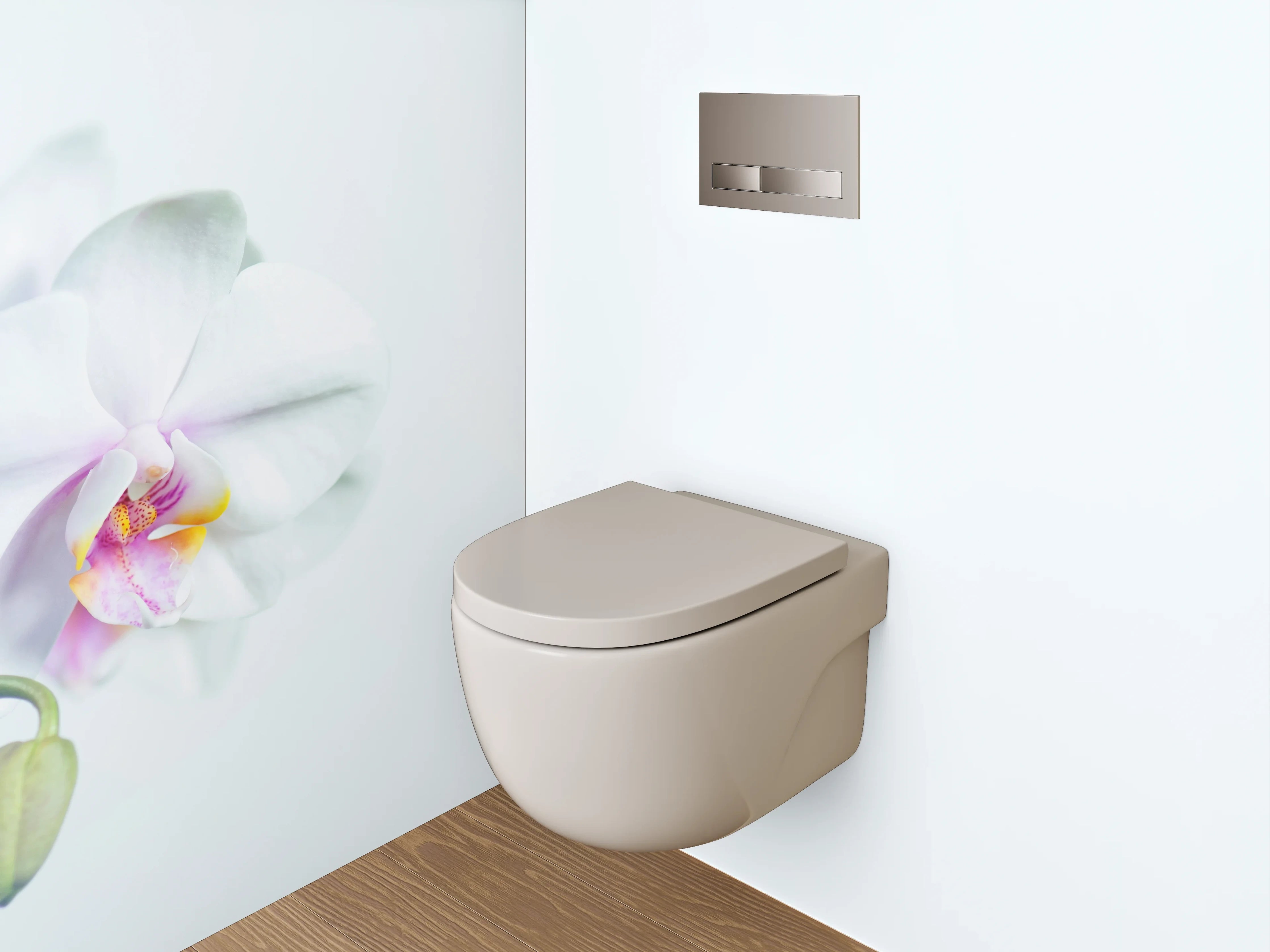 WC-Rückwand - Zarte weiße Orchidee Minimalismus