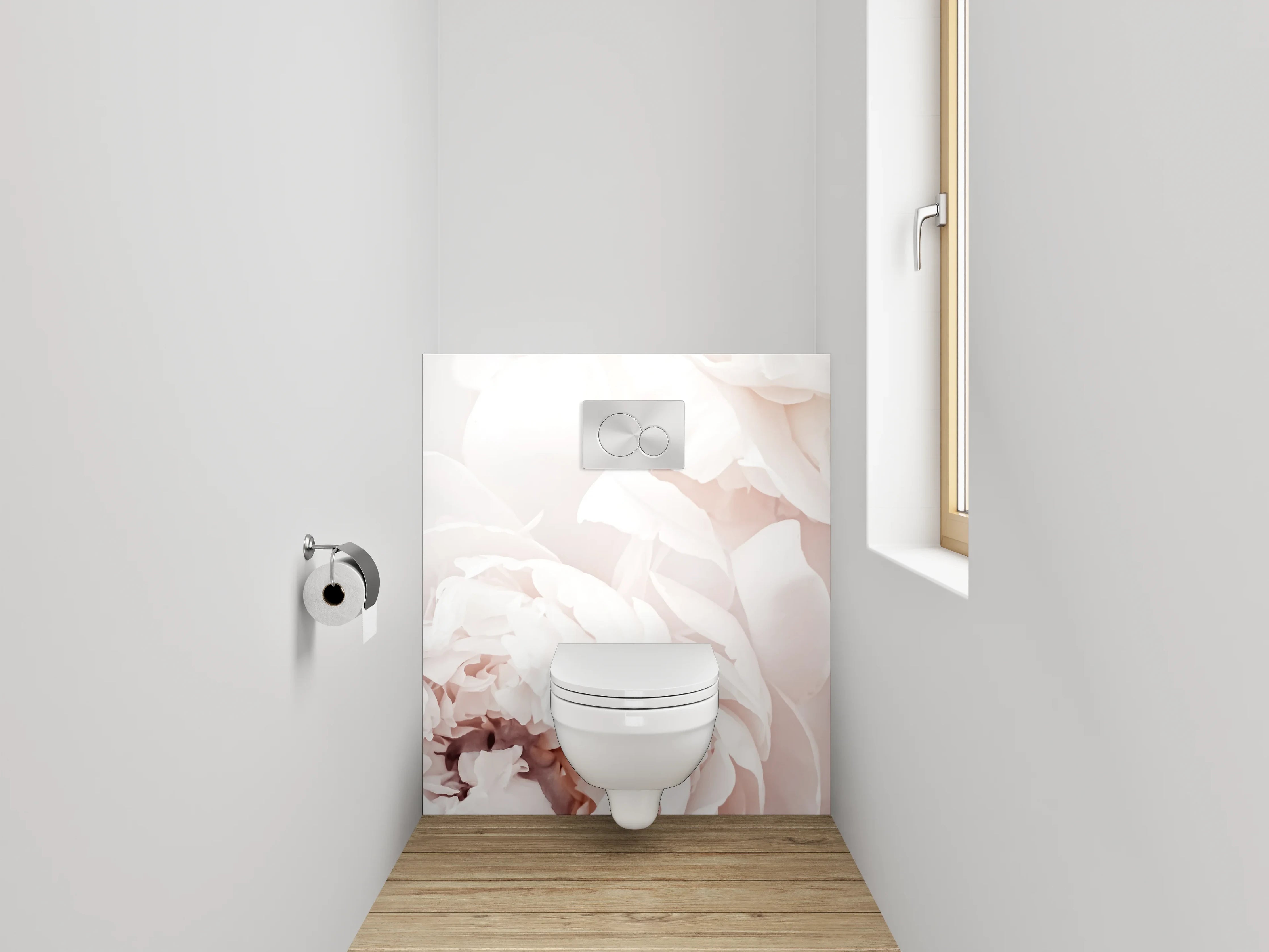 WC-Rückwand - Zarte weiße Pfingstrosen-Blüten