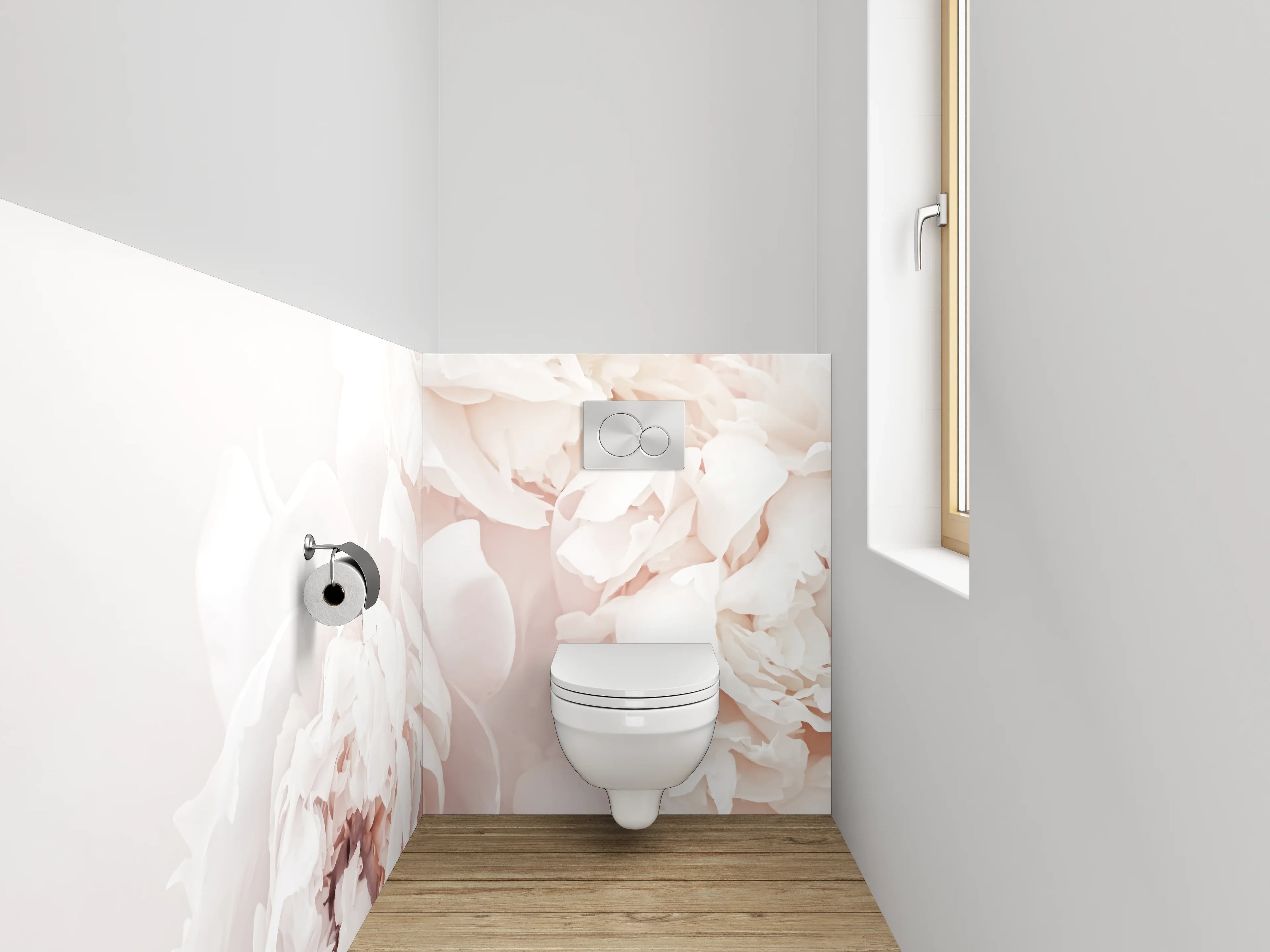 WC-Rückwand - Zarte weiße Pfingstrosen-Blüten