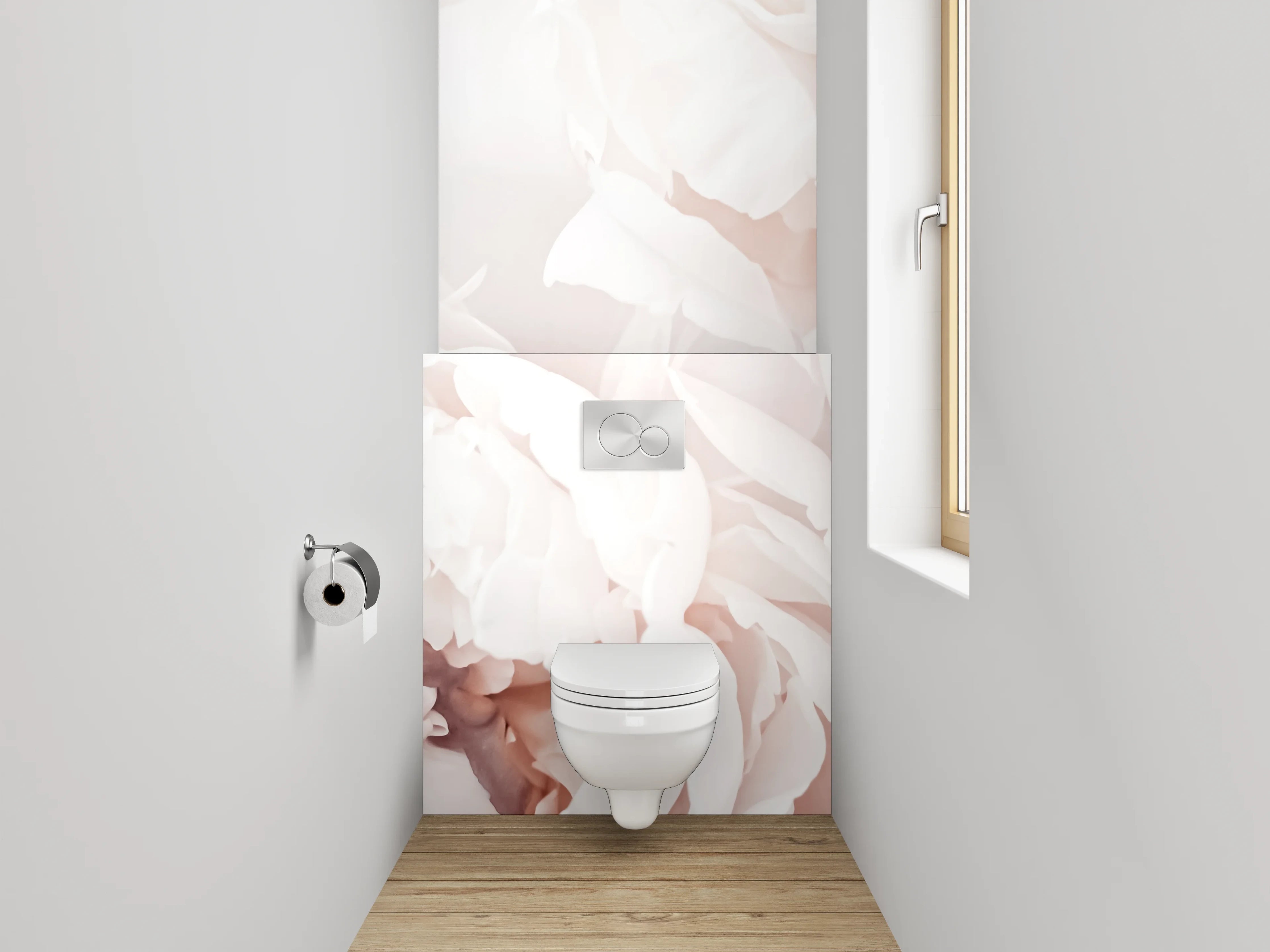WC-Rückwand - Zarte weiße Pfingstrosen-Blüten