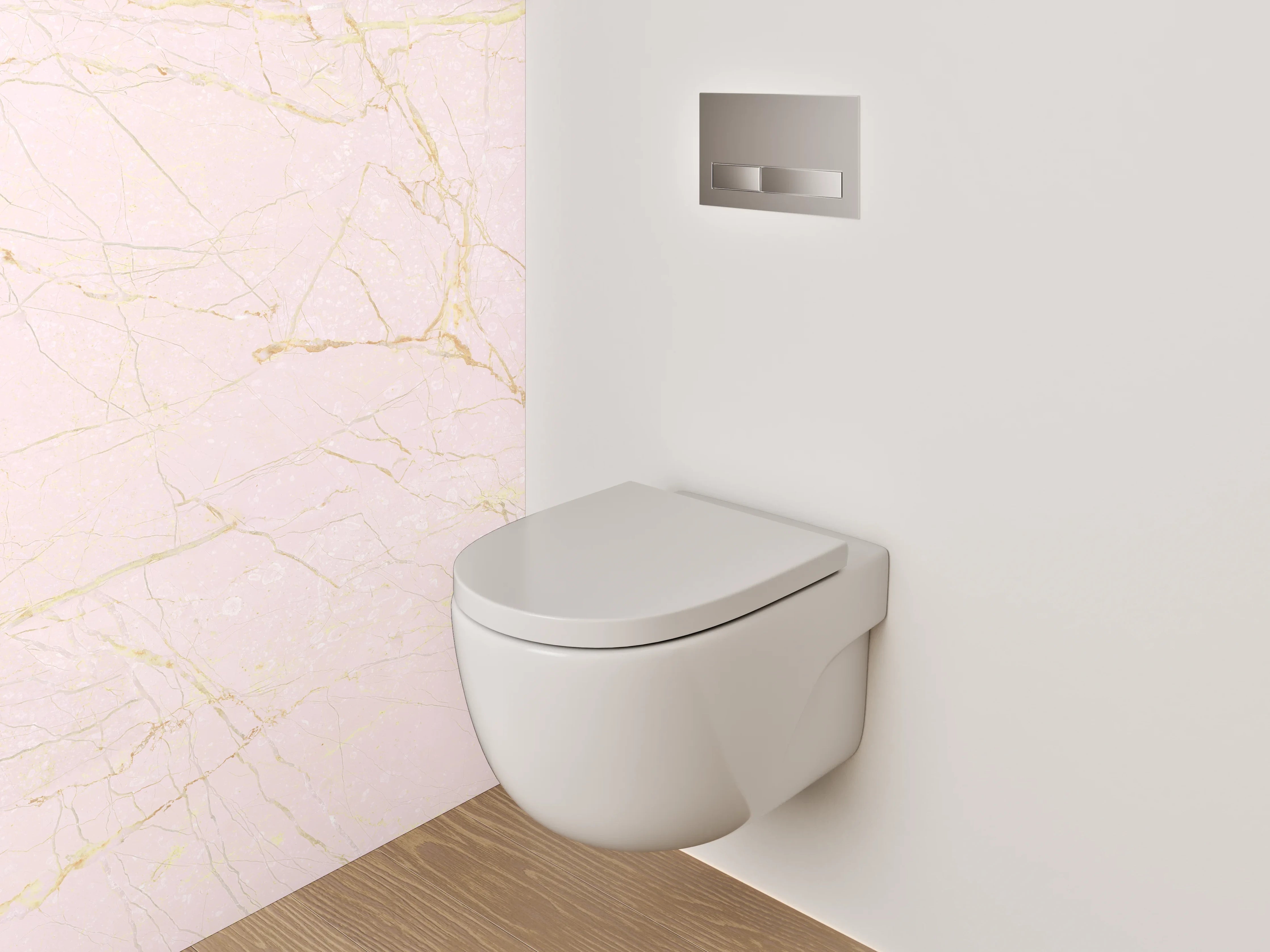 WC-Rückwand - Zarter rosa Marmor mit goldenen Äderungen