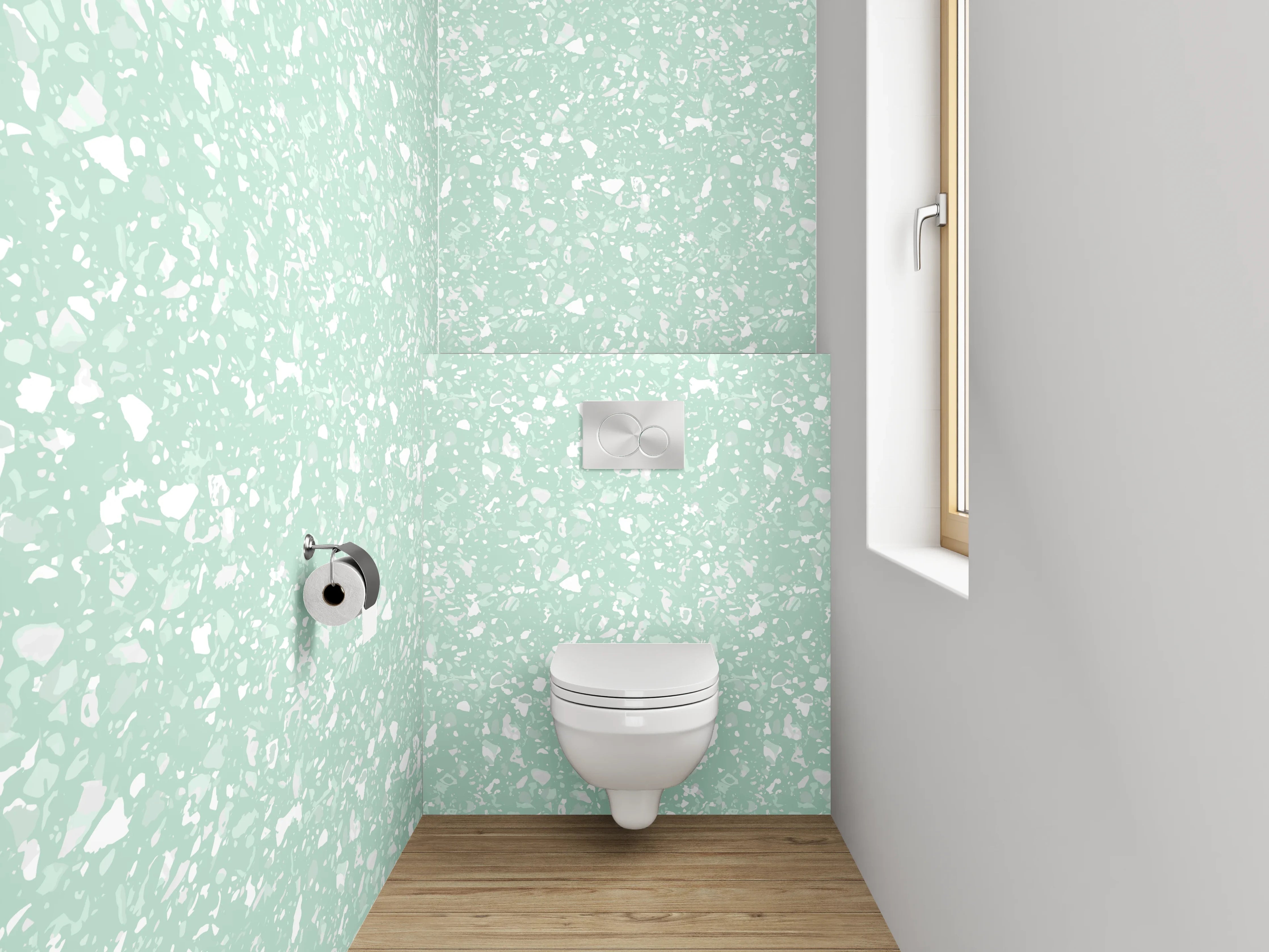WC-Rückwand - Zartes Blättermuster Mintgrün