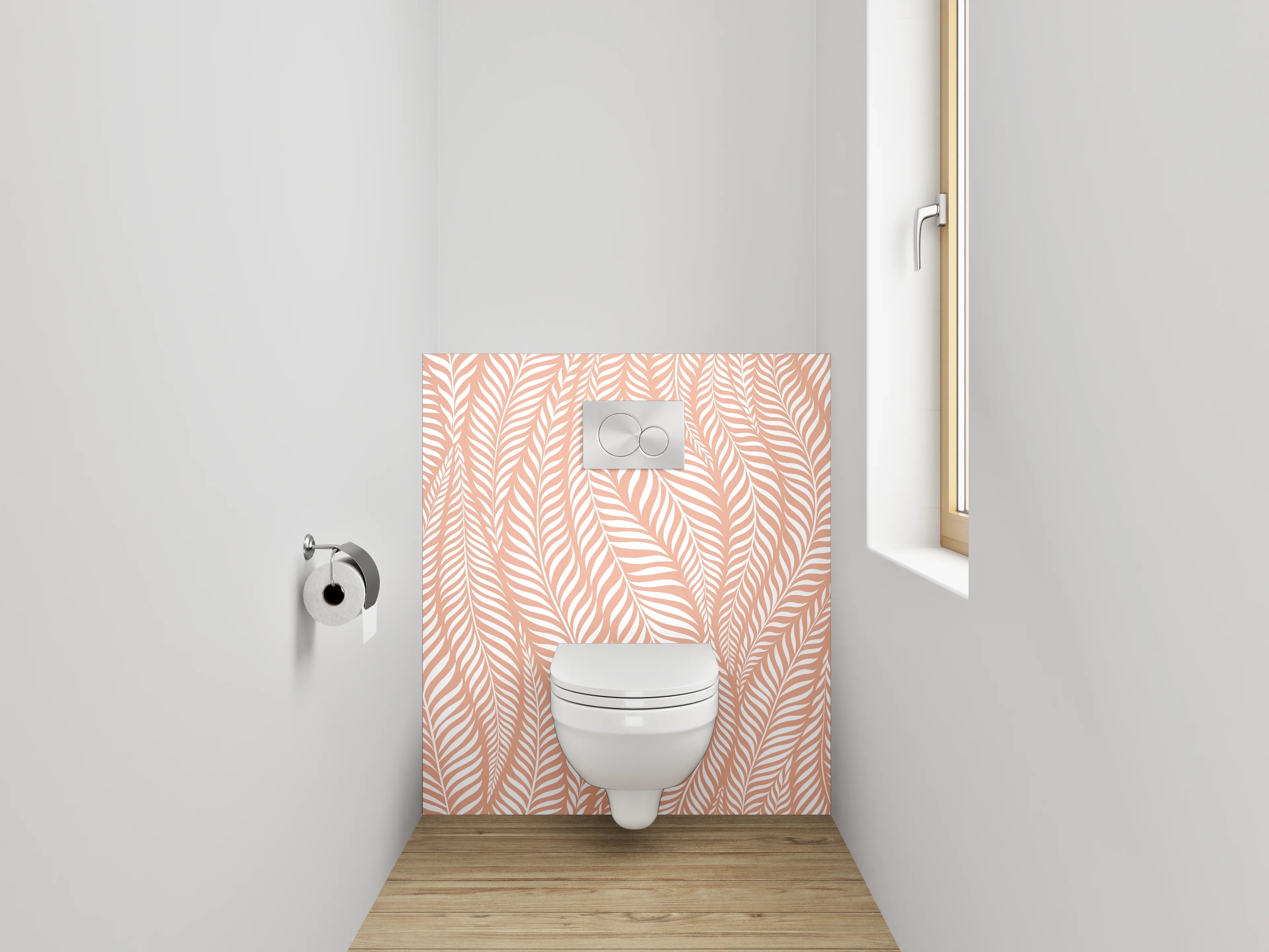 WC-Rückwand - Zartes Blattmuster Rosé Beige