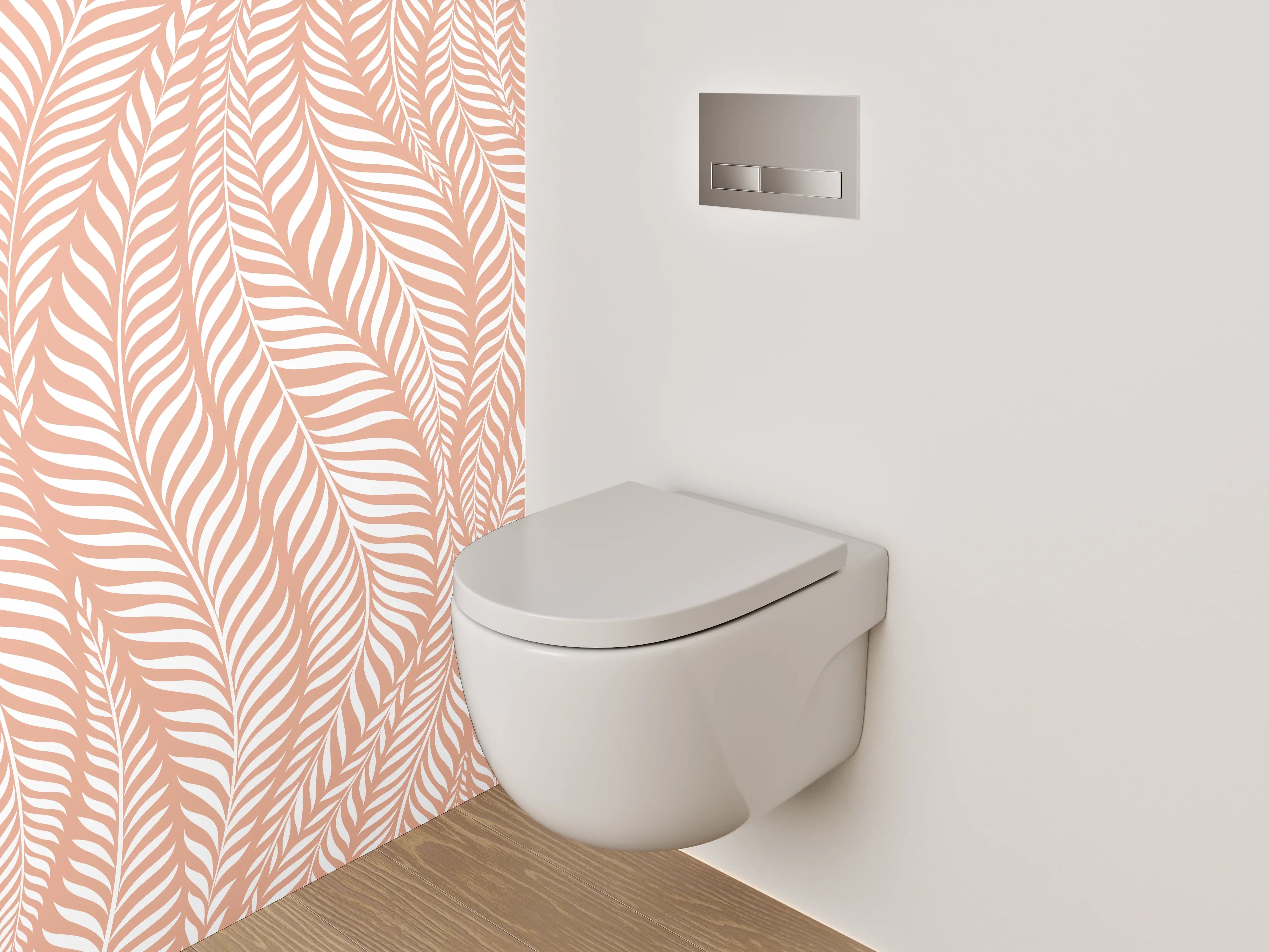 WC-Rückwand - Zartes Blattmuster Rosé Beige