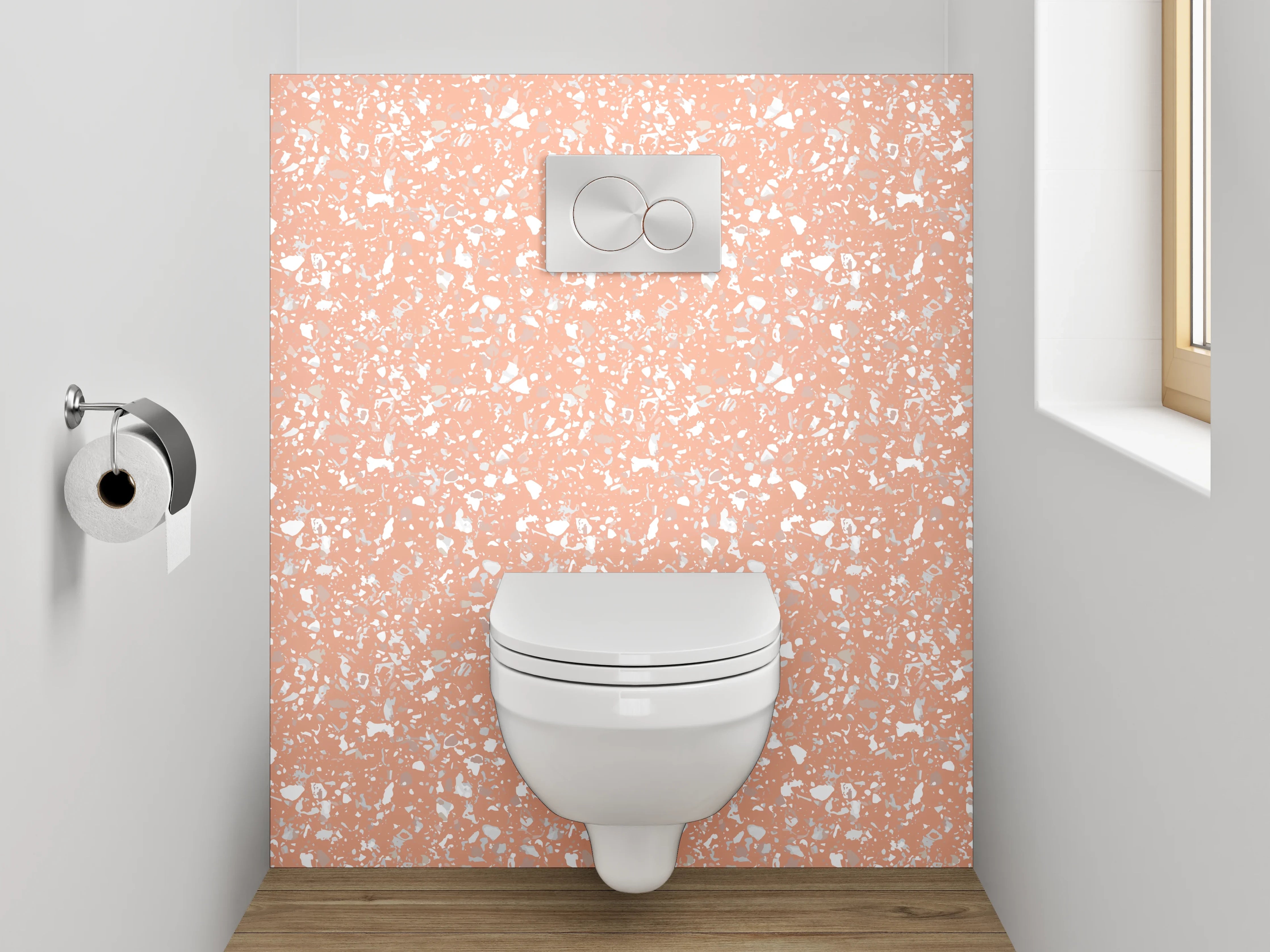 WC-Rückwand - Zartes Blumenmuster auf Altrosa