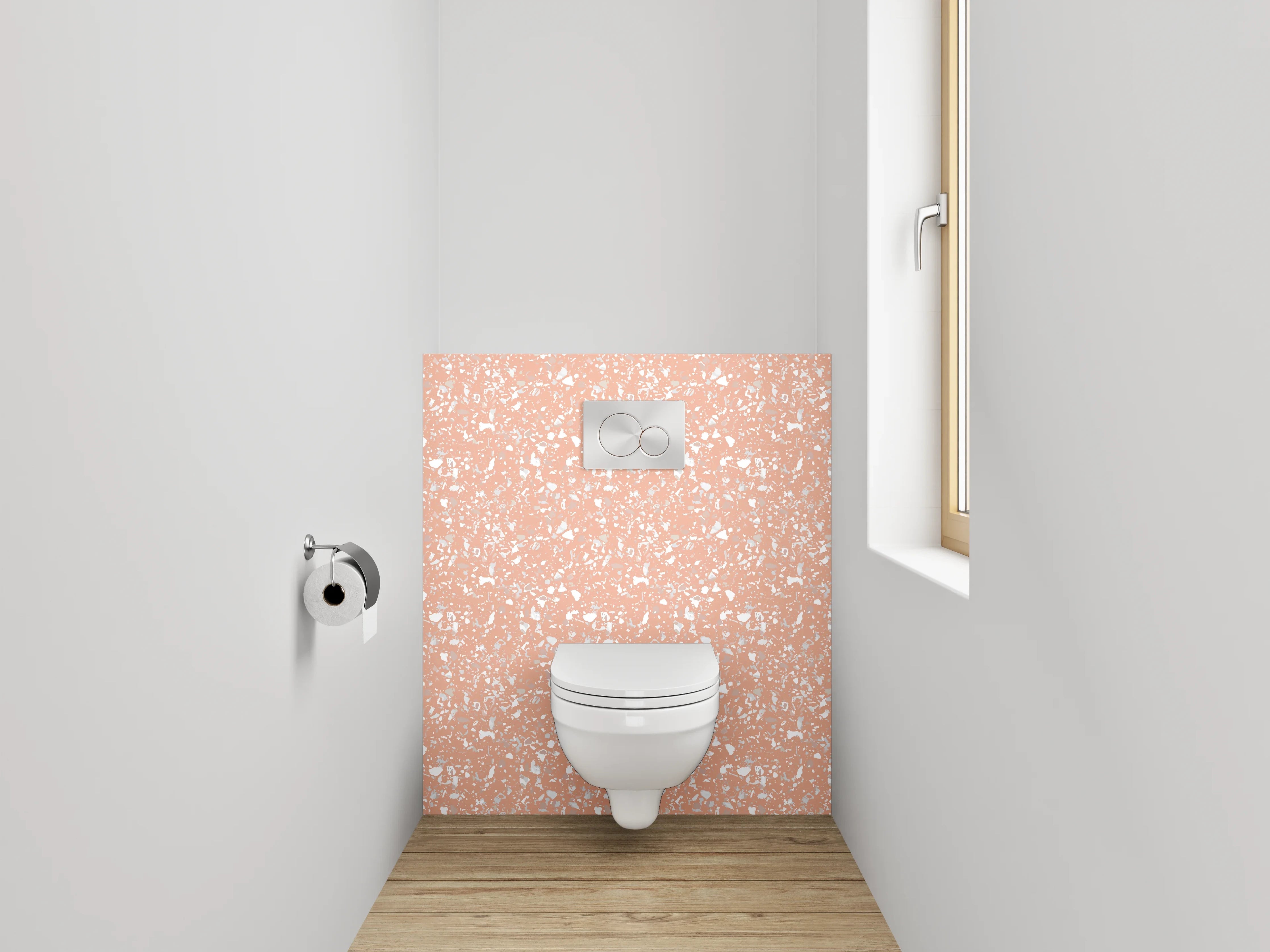 WC-Rückwand - Zartes Blumenmuster auf Altrosa