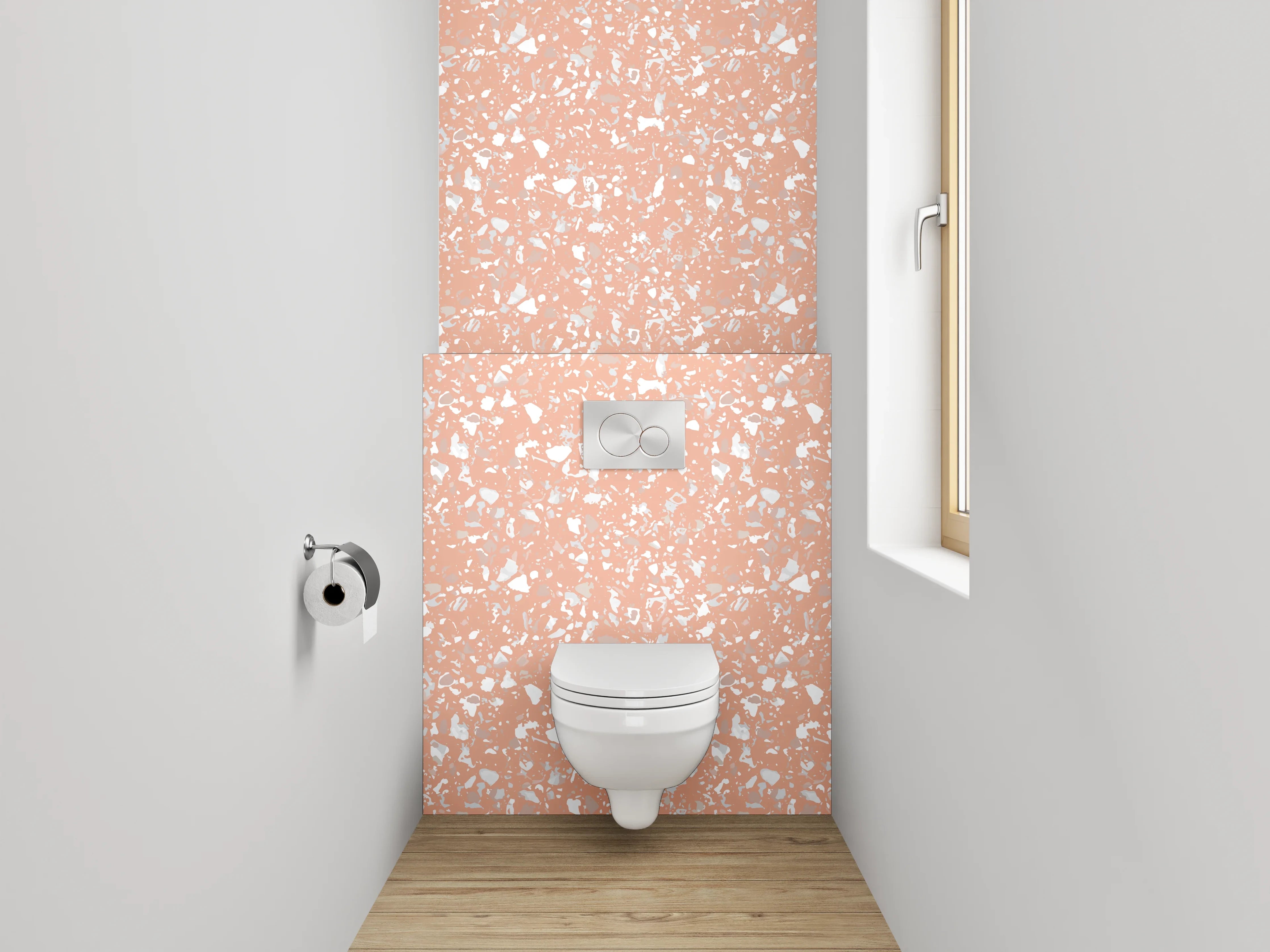 WC-Rückwand - Zartes Blumenmuster auf Altrosa