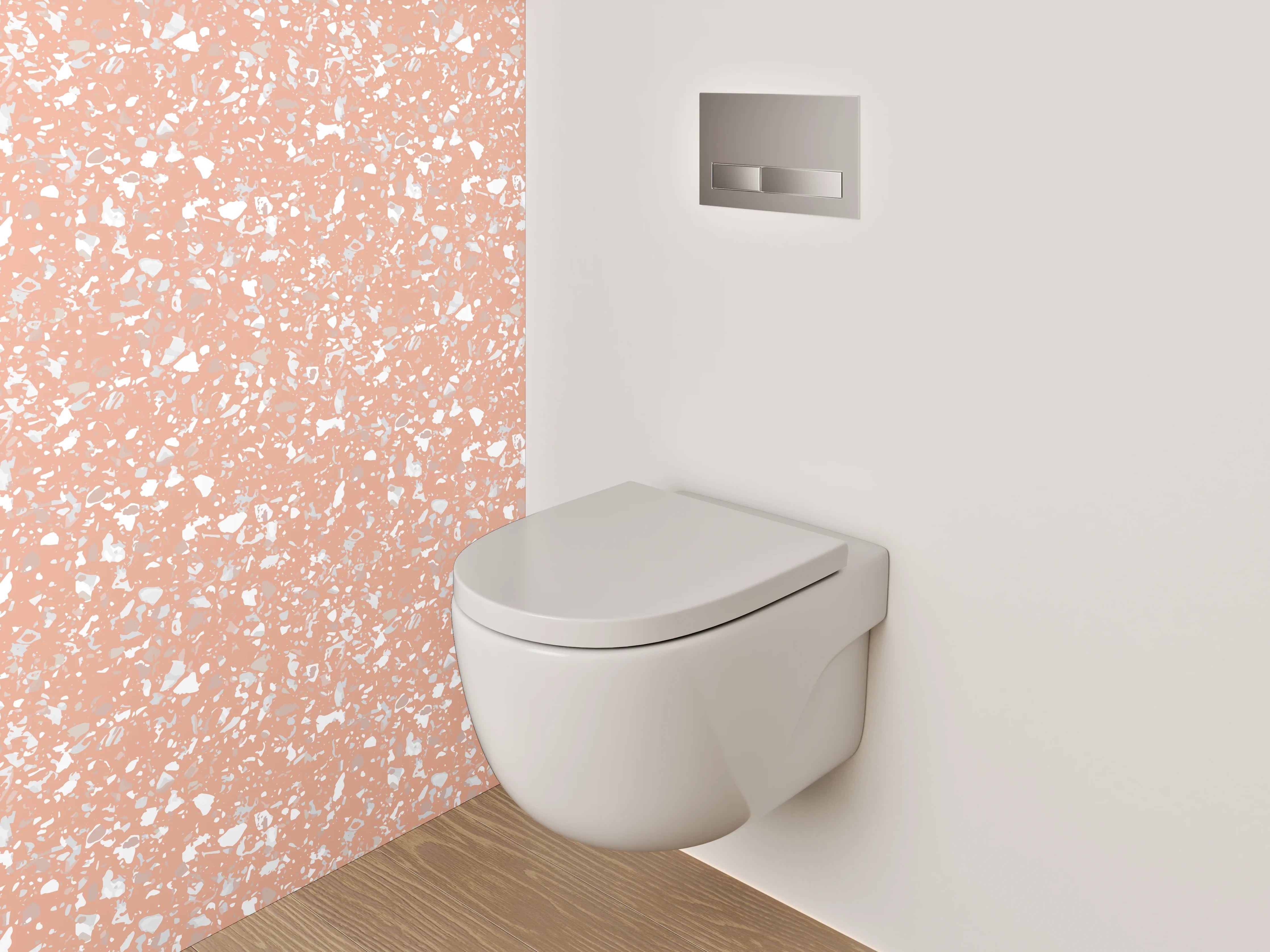 WC-Rückwand - Zartes Blumenmuster auf Altrosa