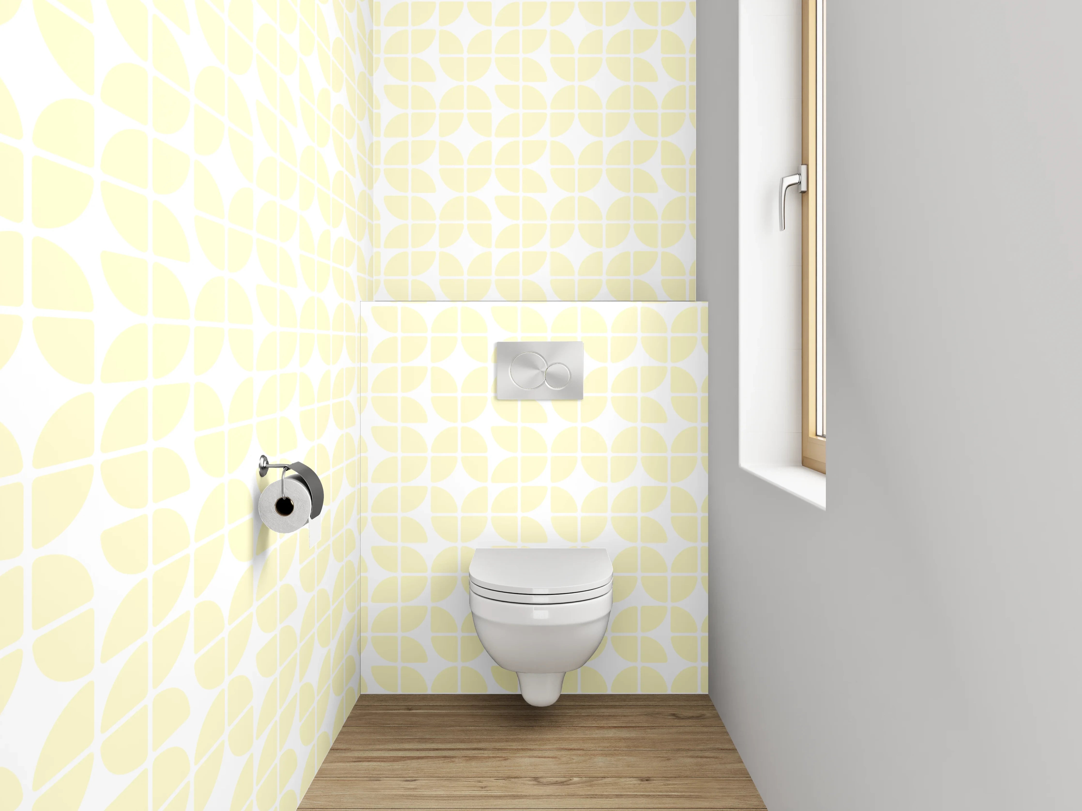 WC-Rückwand - Zartes Gelb Muster Tapete