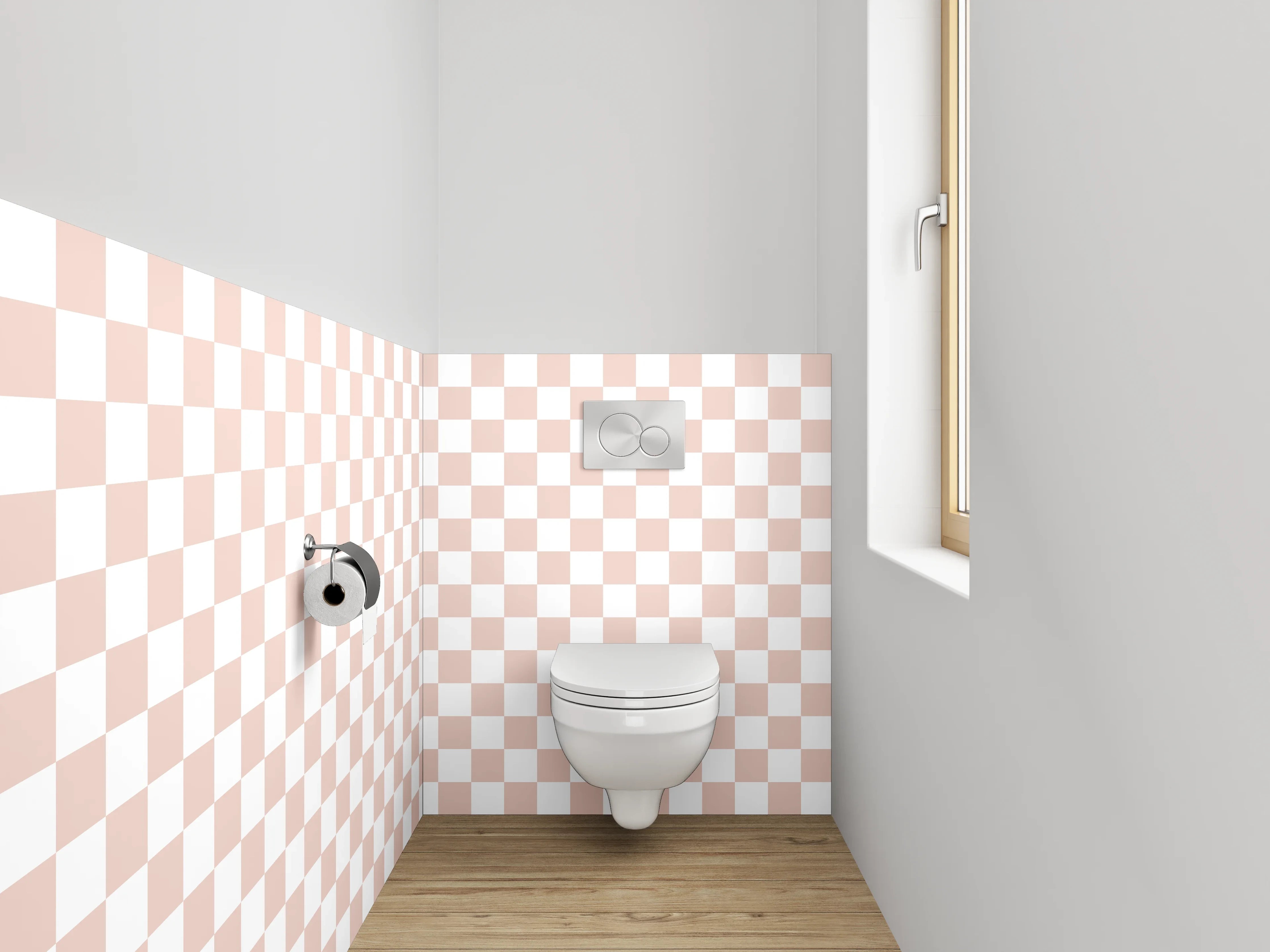 WC-Rückwand - Zartes Kachelmuster in Beige-Weiß