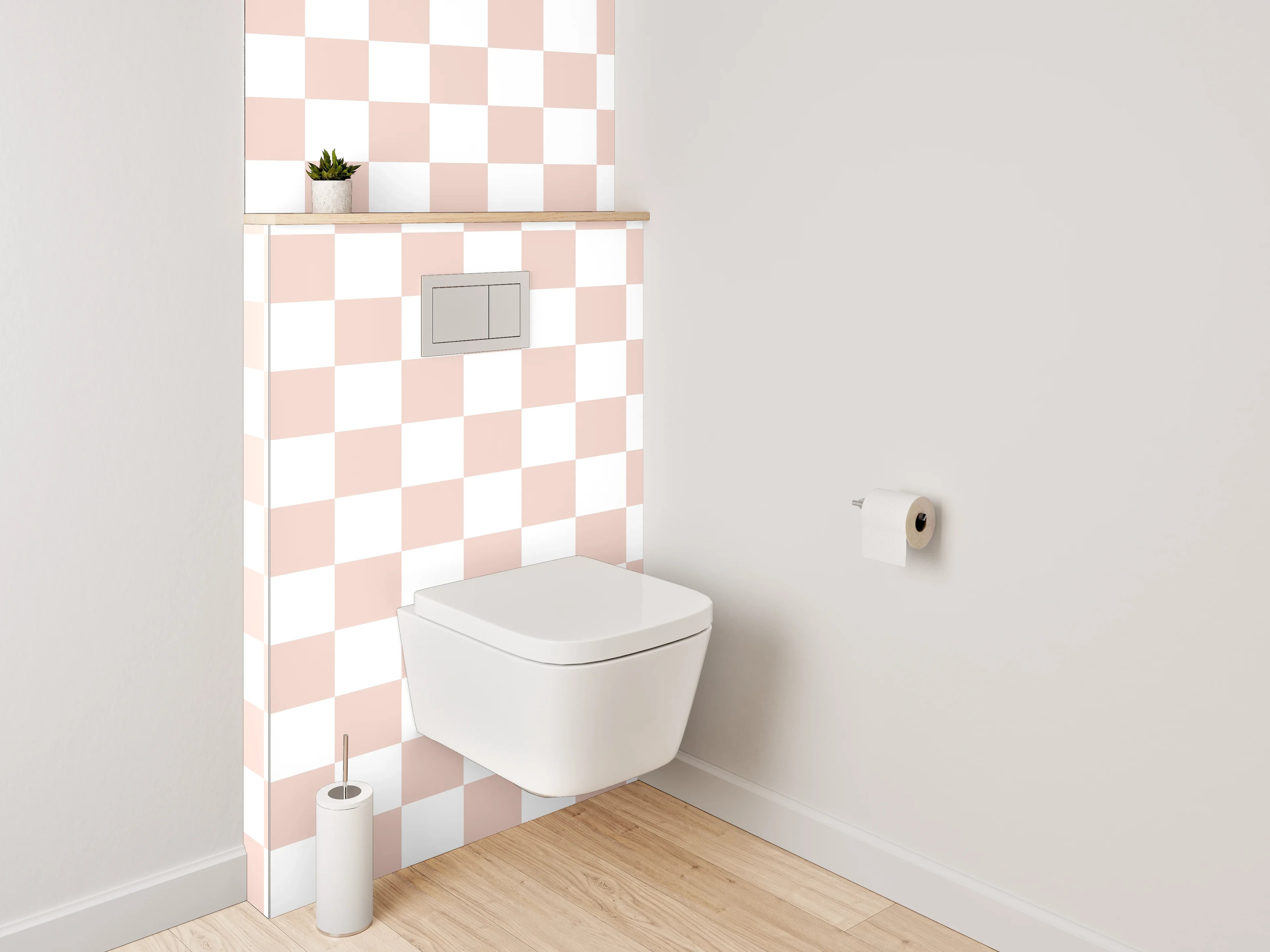 WC-Rückwand - Zartes Kachelmuster in Beige-Weiß