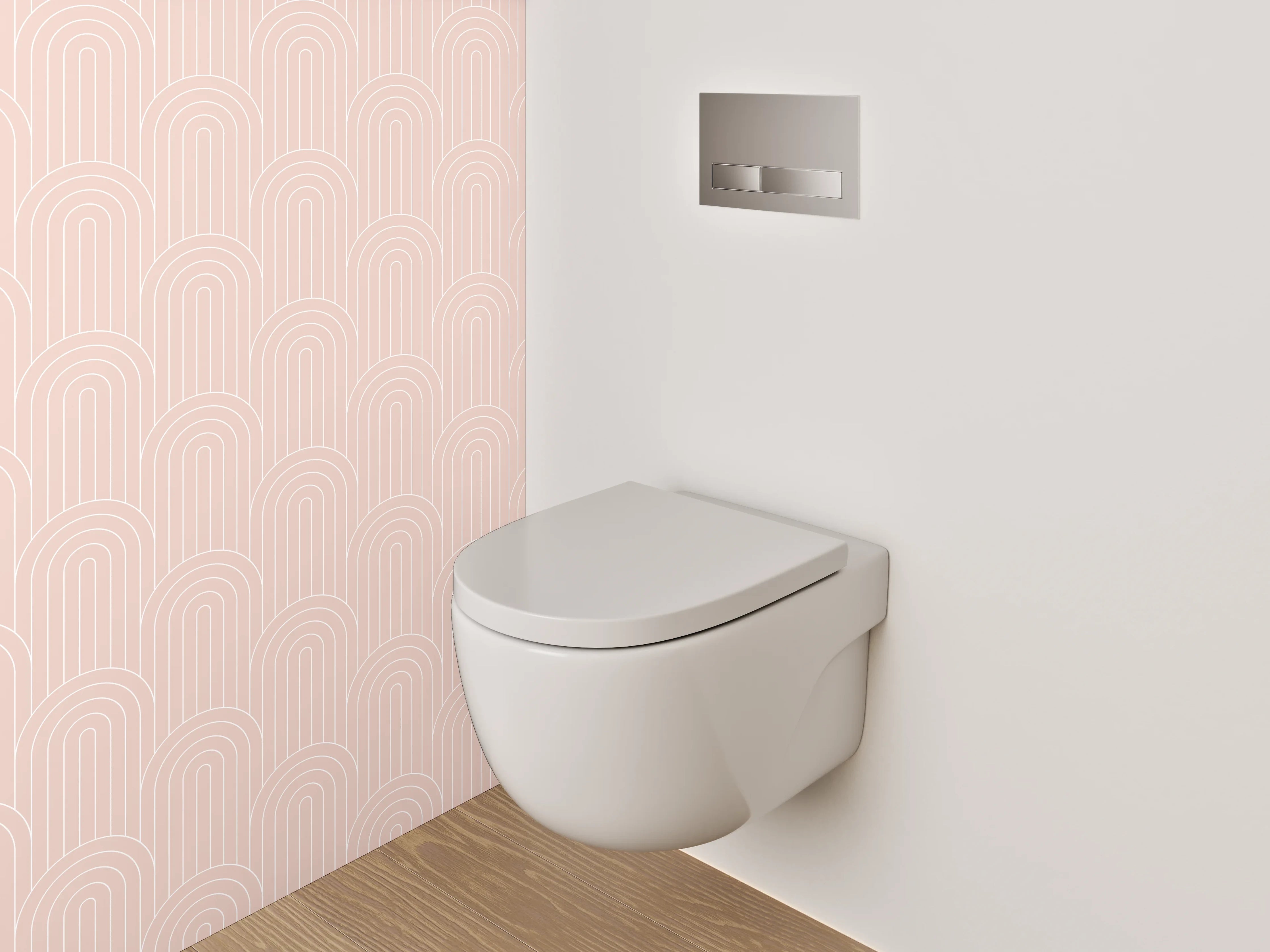 WC-Rückwand - Zartes Wellenmuster Rosa-Beige