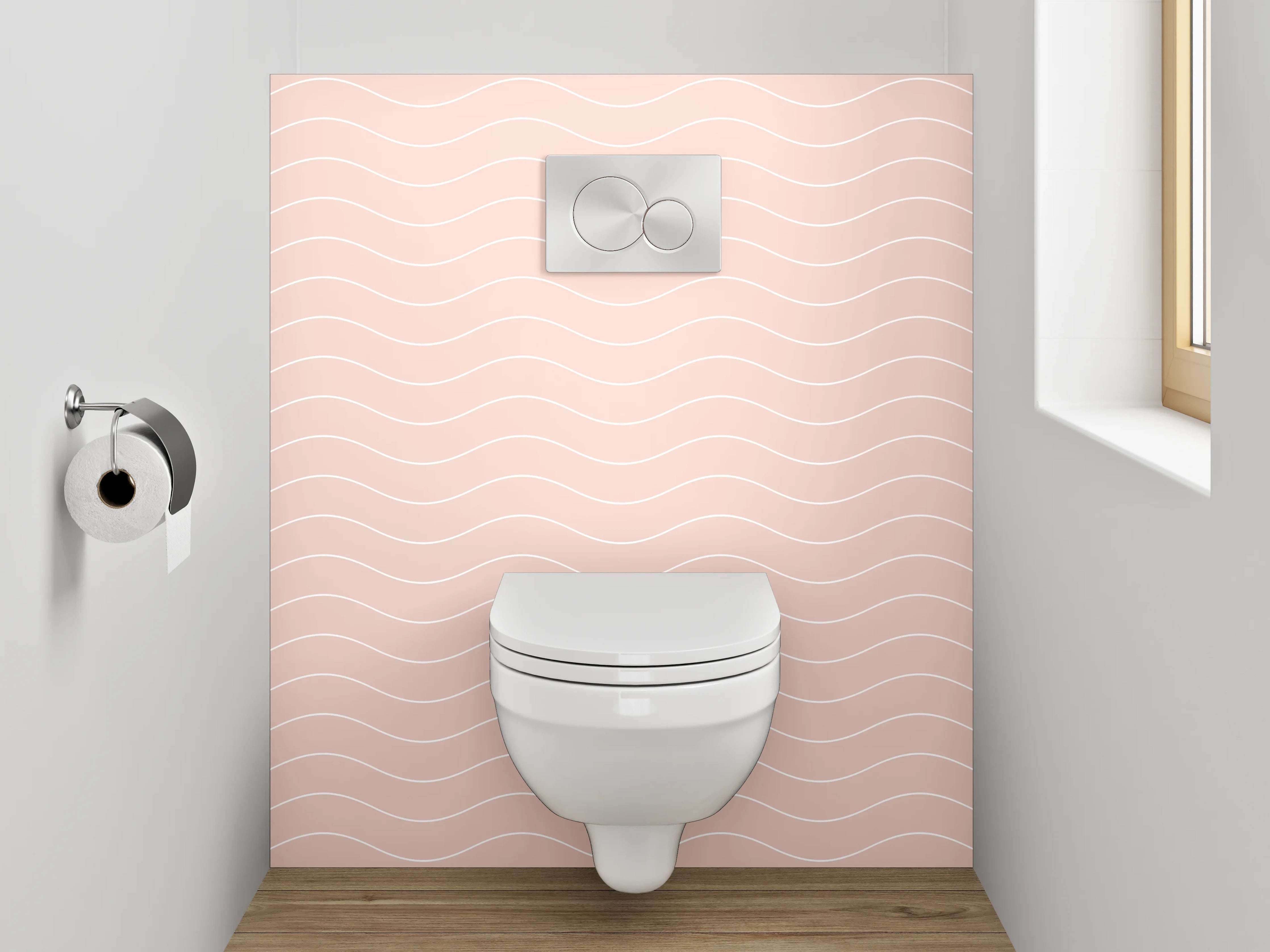 WC-Rückwand - Zartes Wellenmuster in Beige