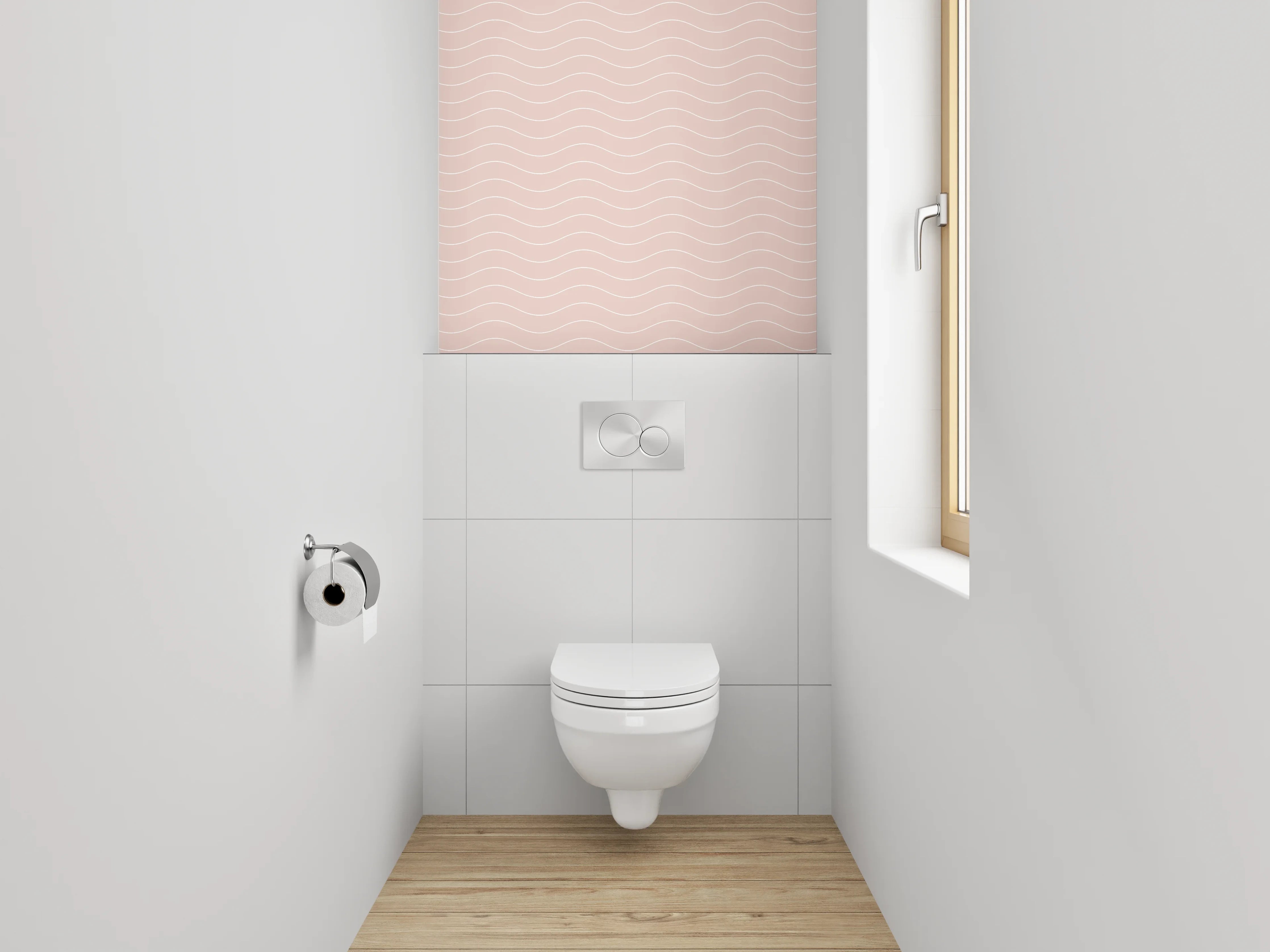 WC-Rückwand - Zartes Wellenmuster in Beige