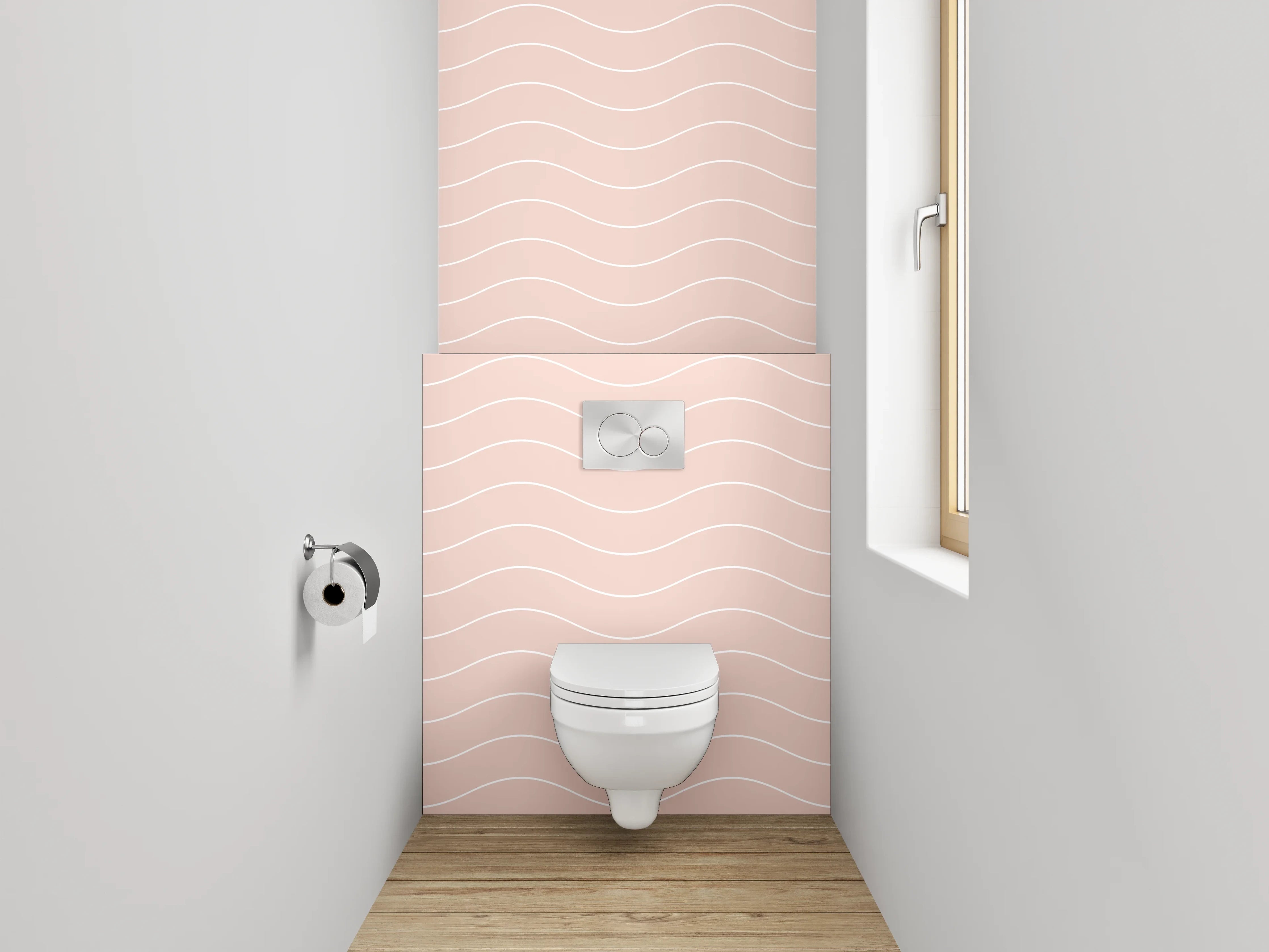 WC-Rückwand - Zartes Wellenmuster in Beige