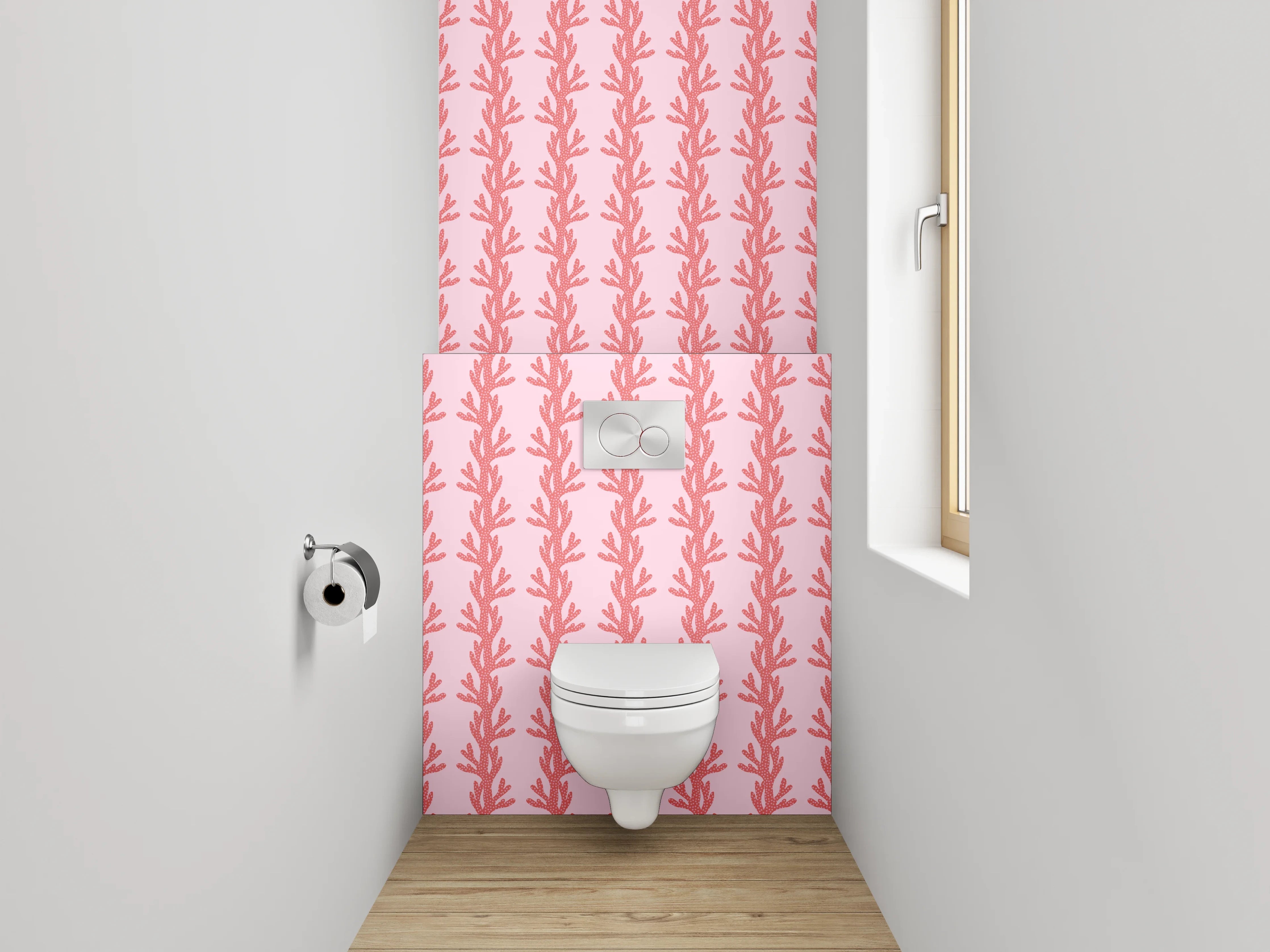 WC-Rückwand - Zartes botanisches Muster rosa