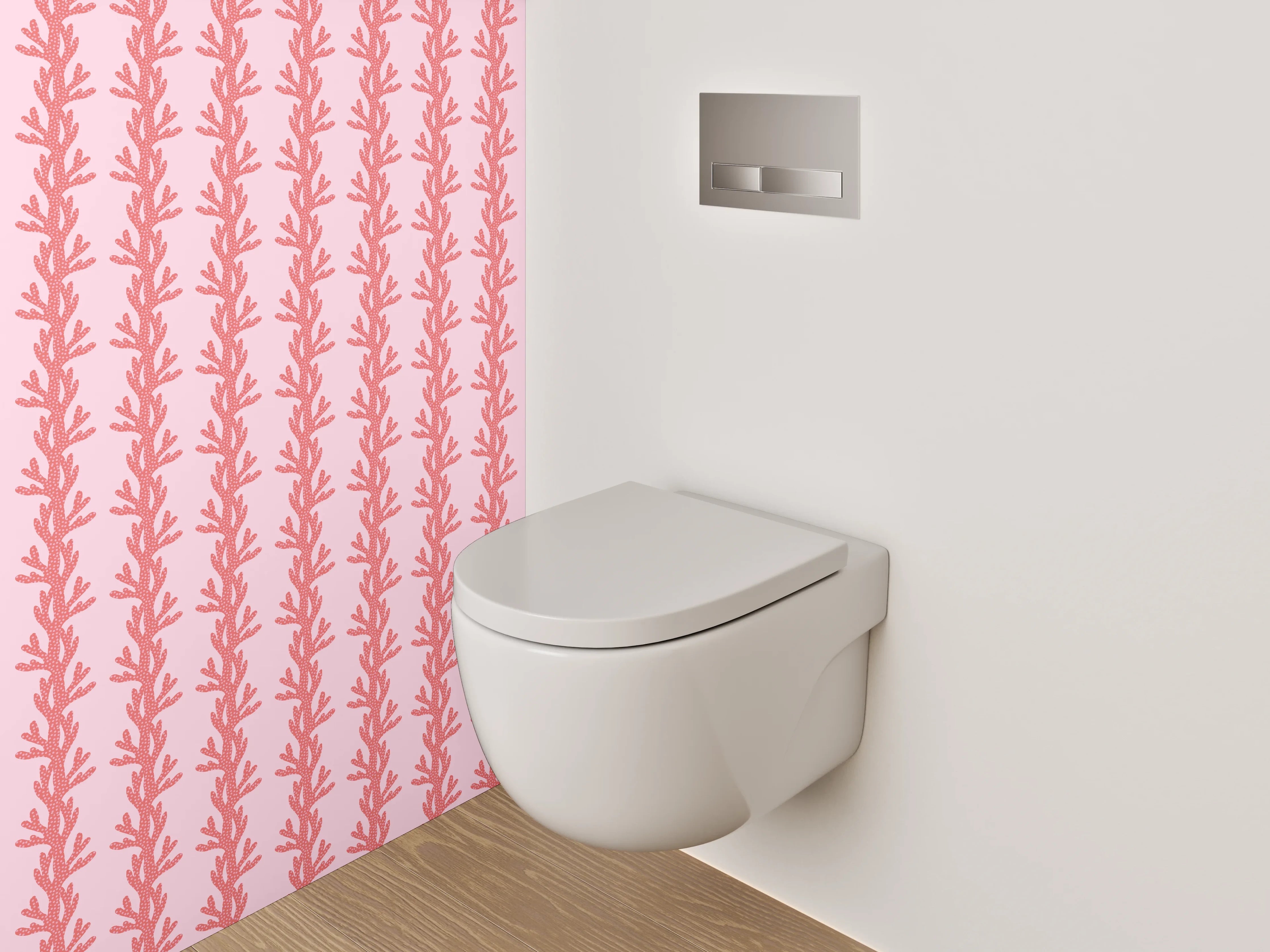 WC-Rückwand - Zartes botanisches Muster rosa