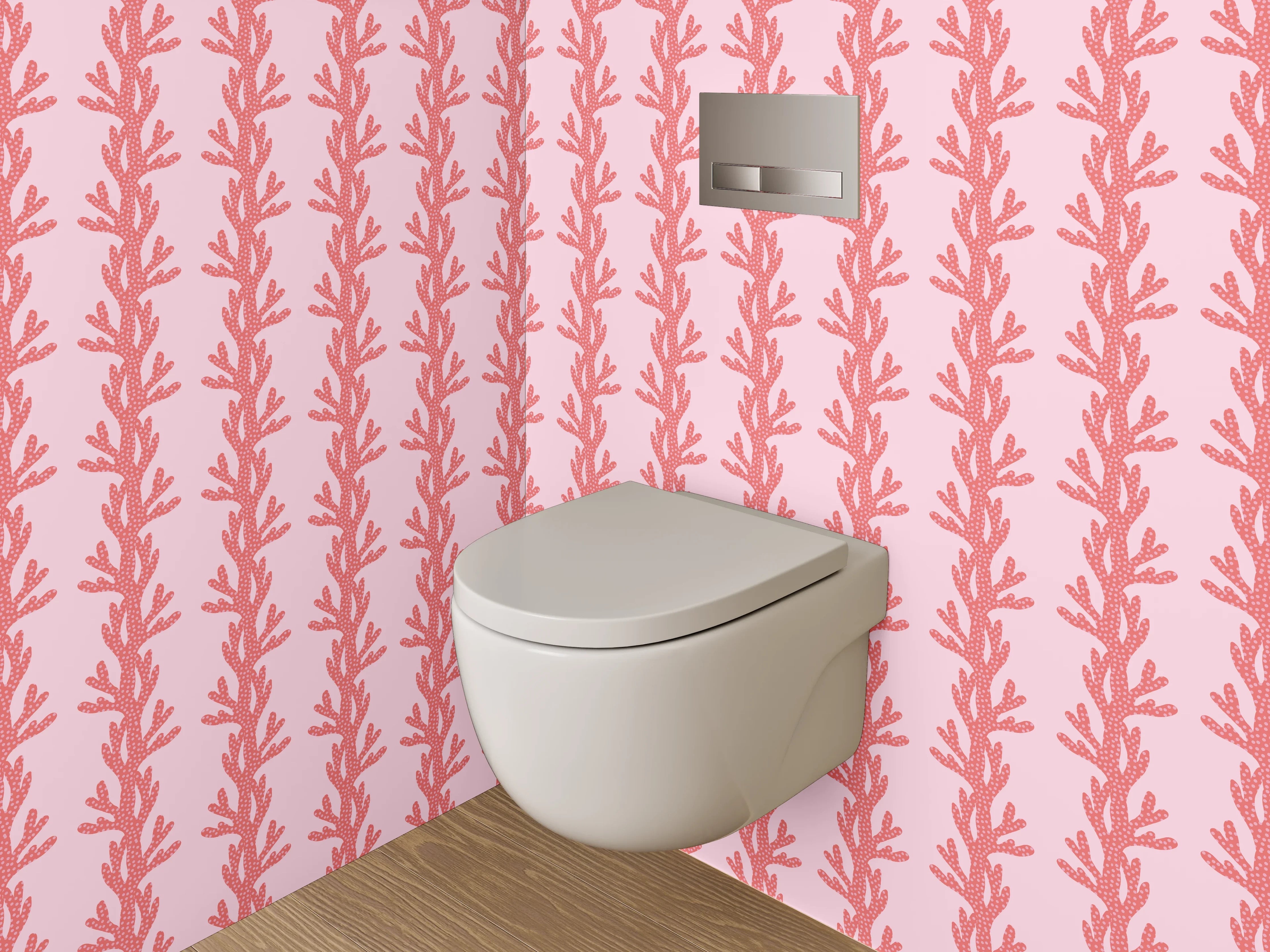 WC-Rückwand - Zartes botanisches Muster rosa
