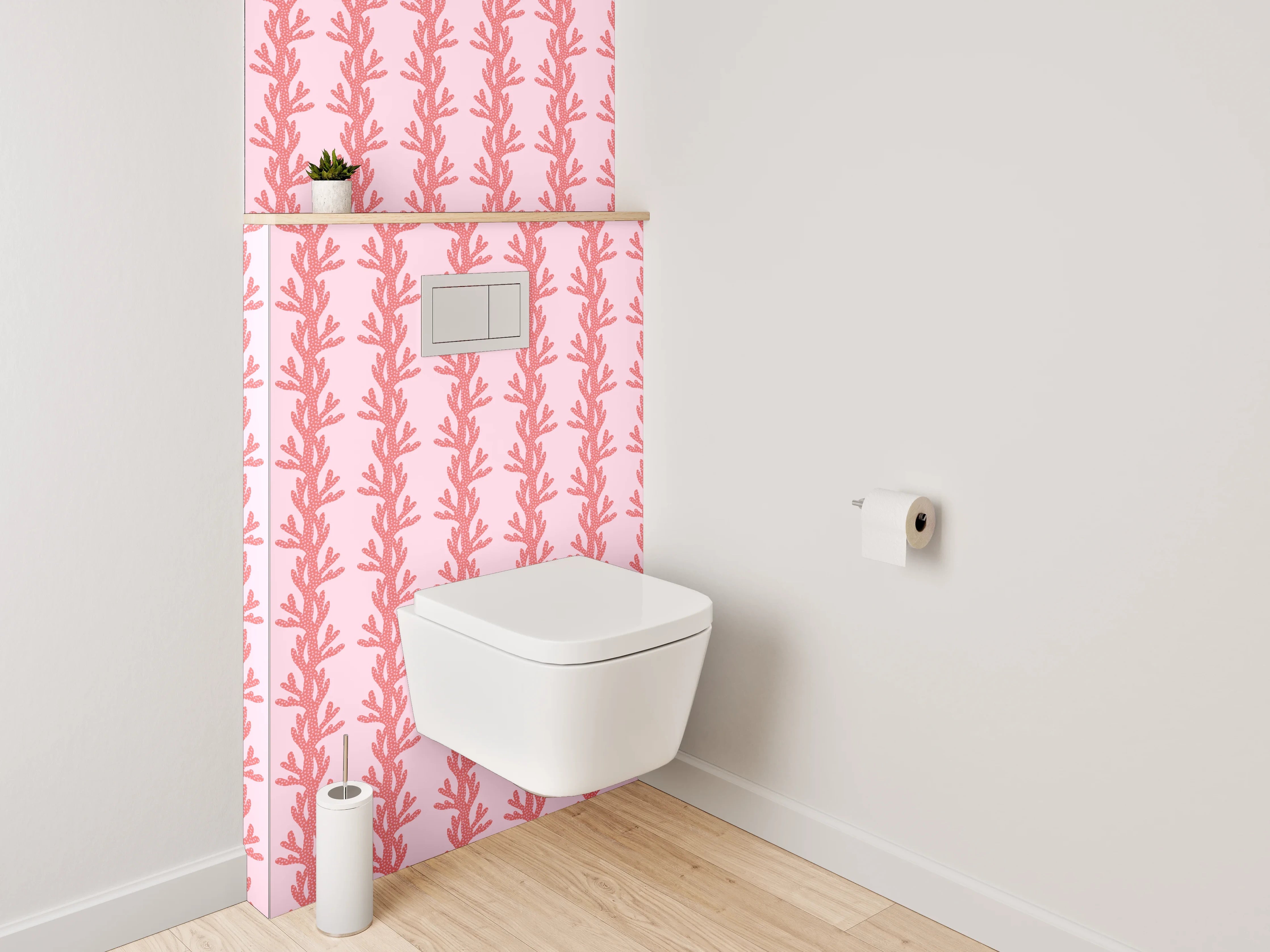 WC-Rückwand - Zartes botanisches Muster rosa
