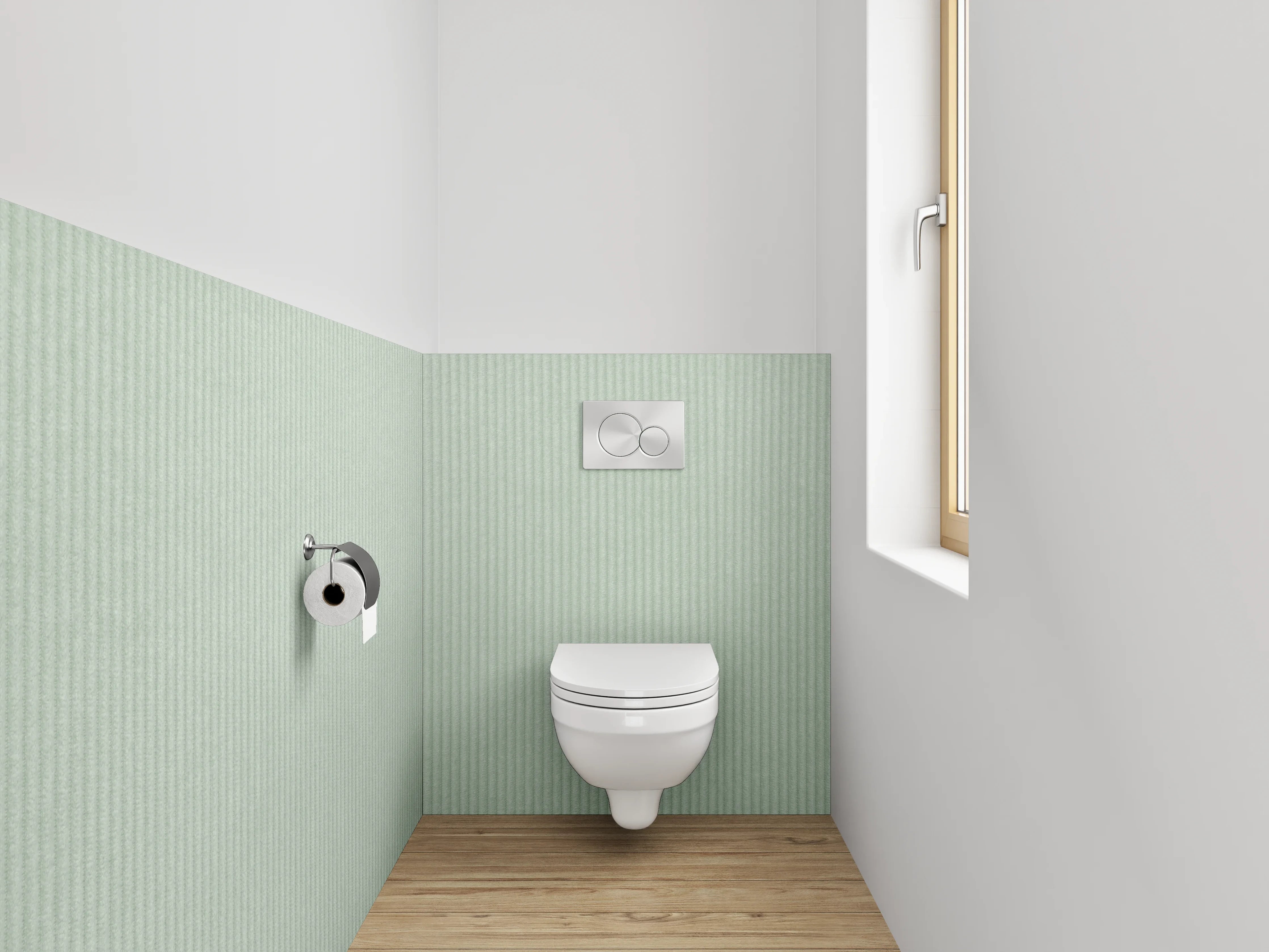 WC-Rückwand - Zartgrüne Struktur Tapete modern