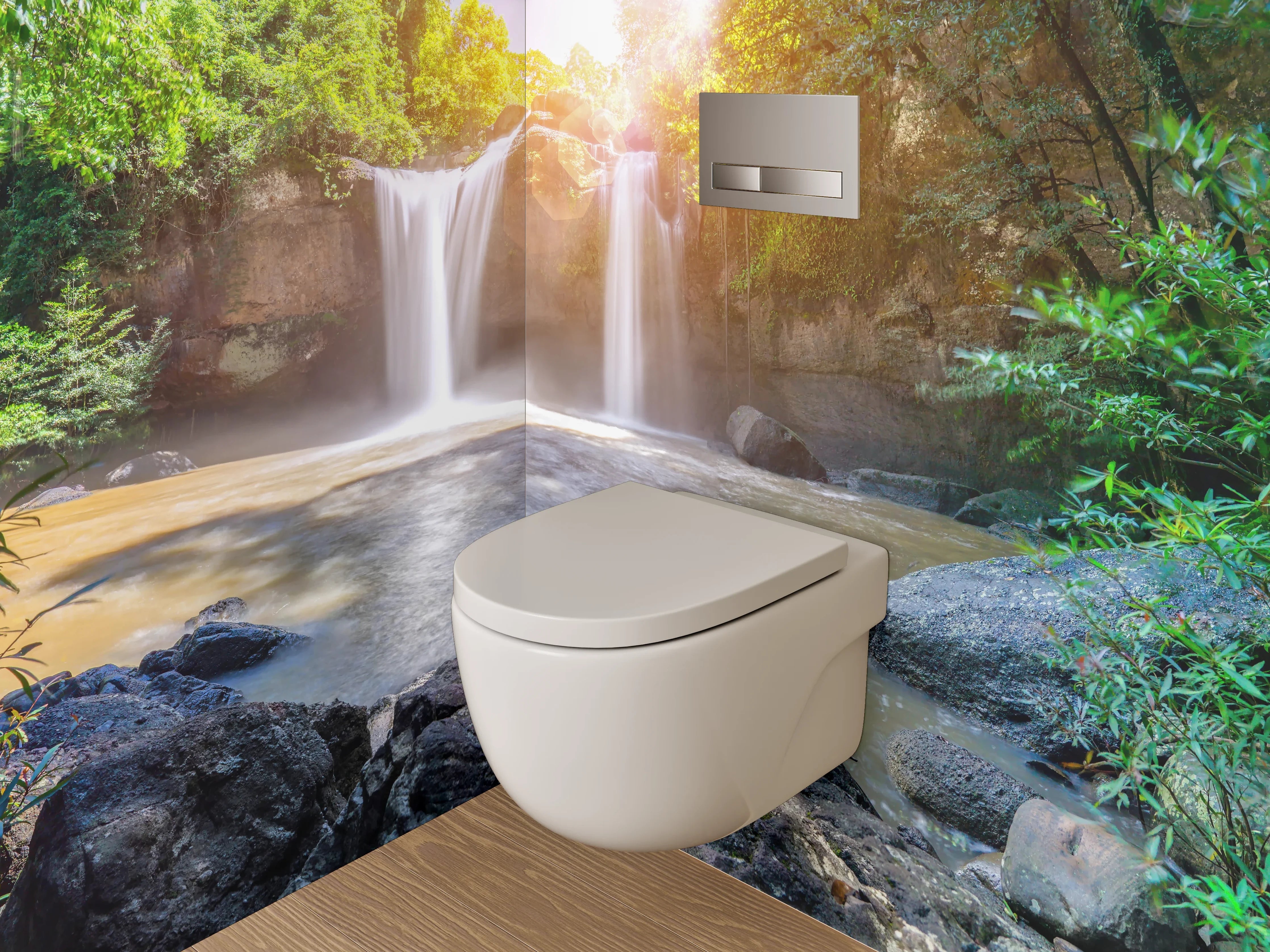 WC-Rückwand - Zauberhafte Wasserfall-Oase Natur