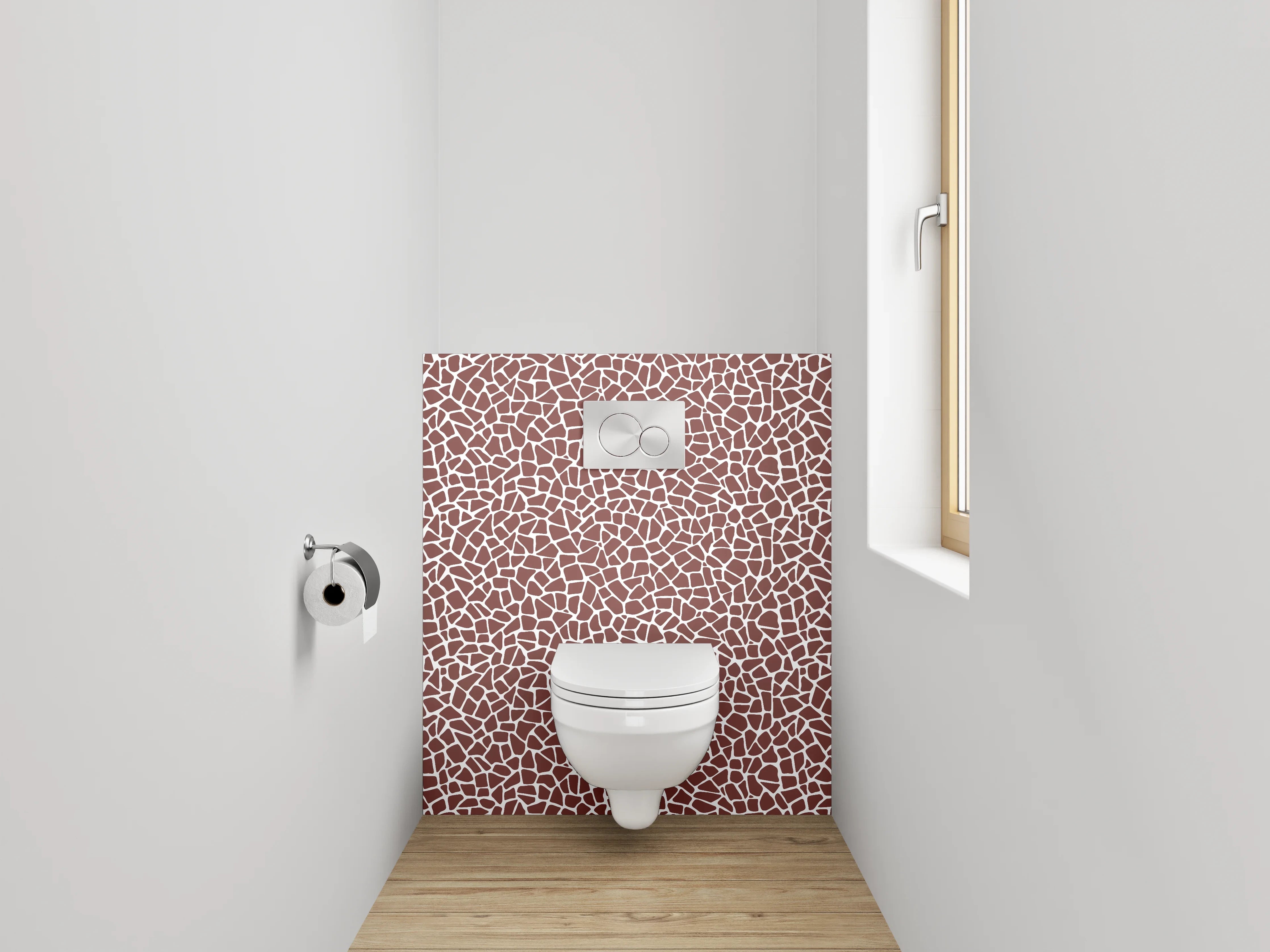 WC-Rückwand - Zeitloses Mosaik in Braun, Weiß und Grau