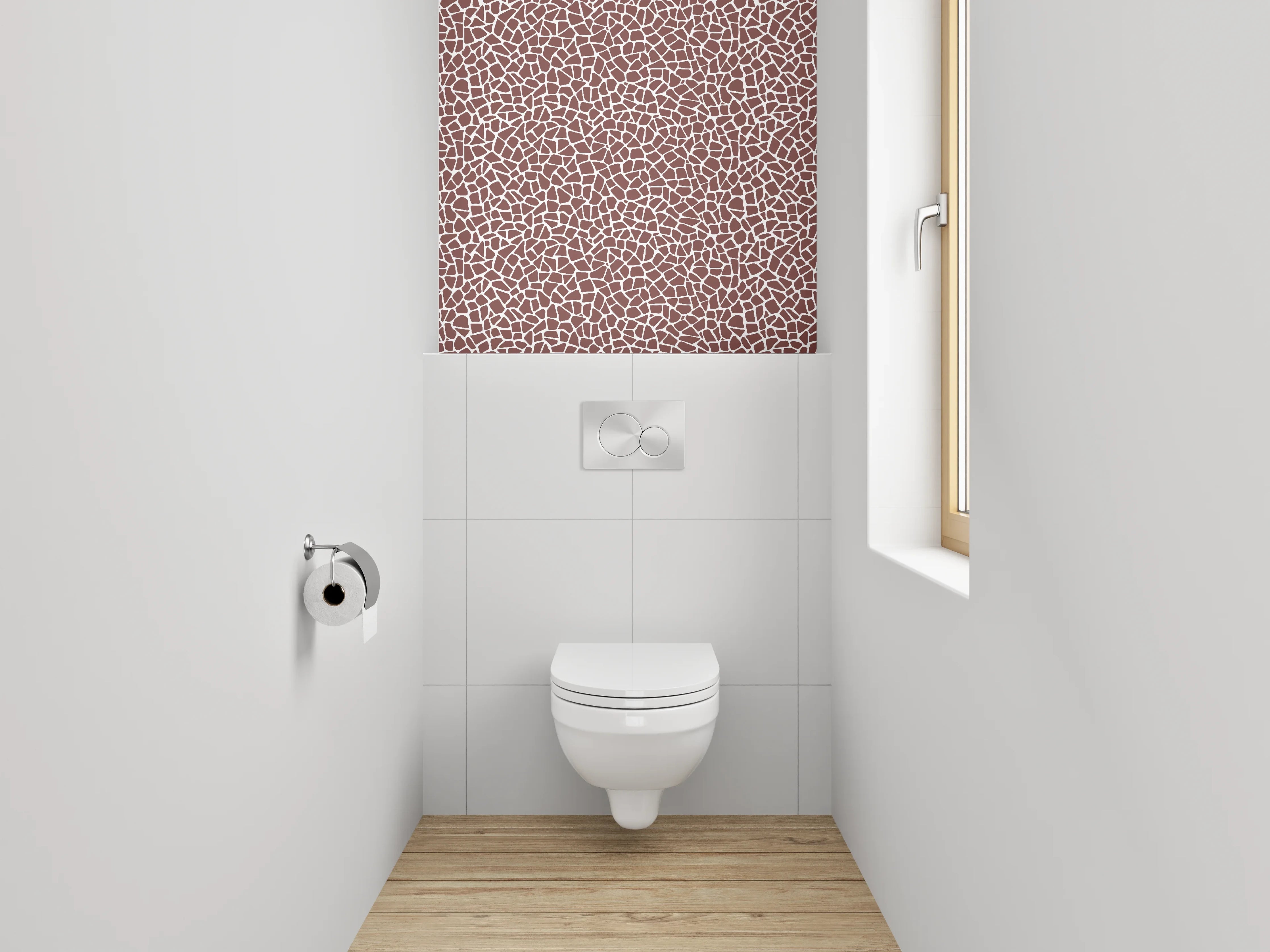 WC-Rückwand - Zeitloses Mosaik in Braun, Weiß und Grau