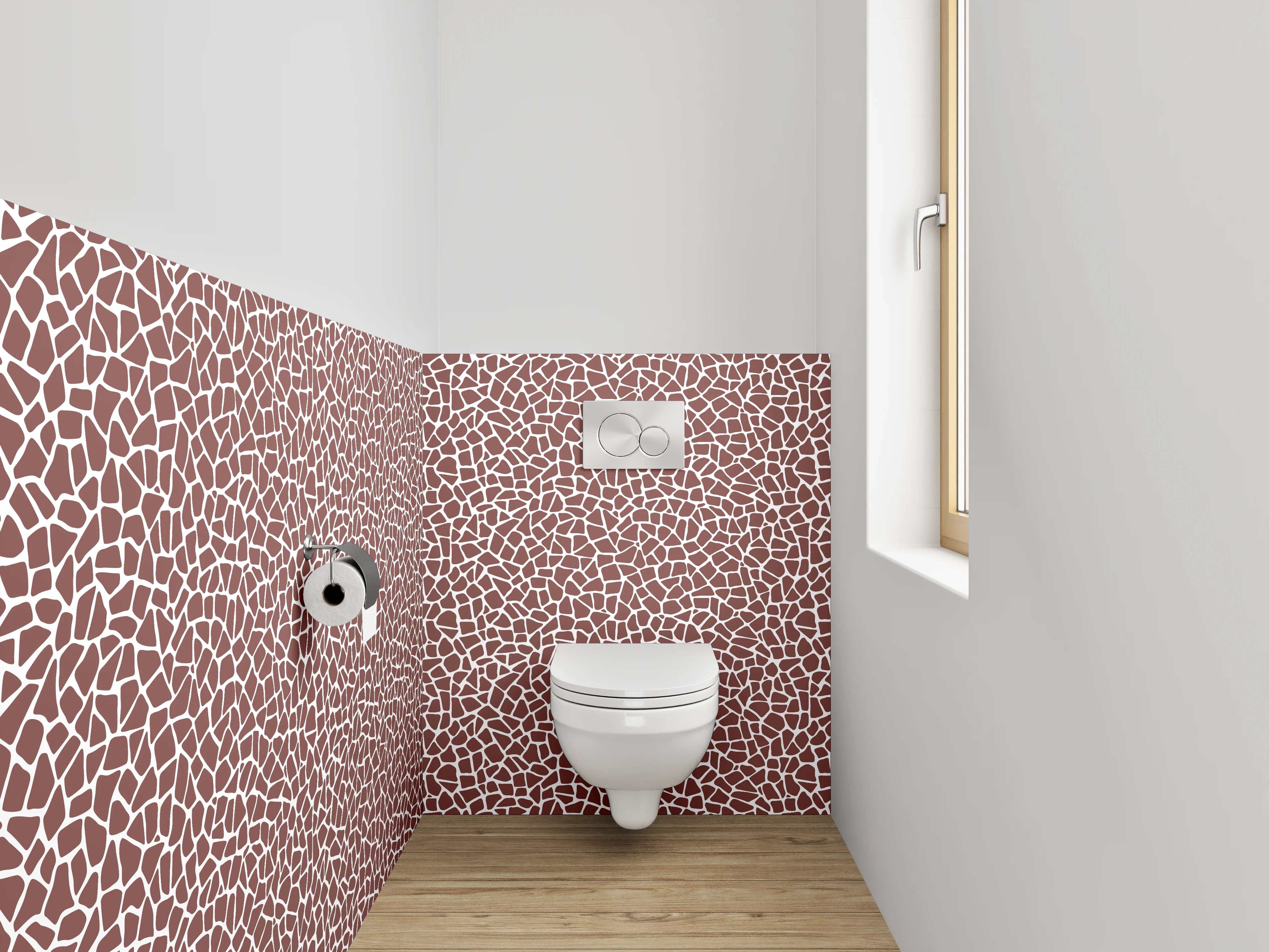 WC-Rückwand - Zeitloses Mosaik in Braun, Weiß und Grau