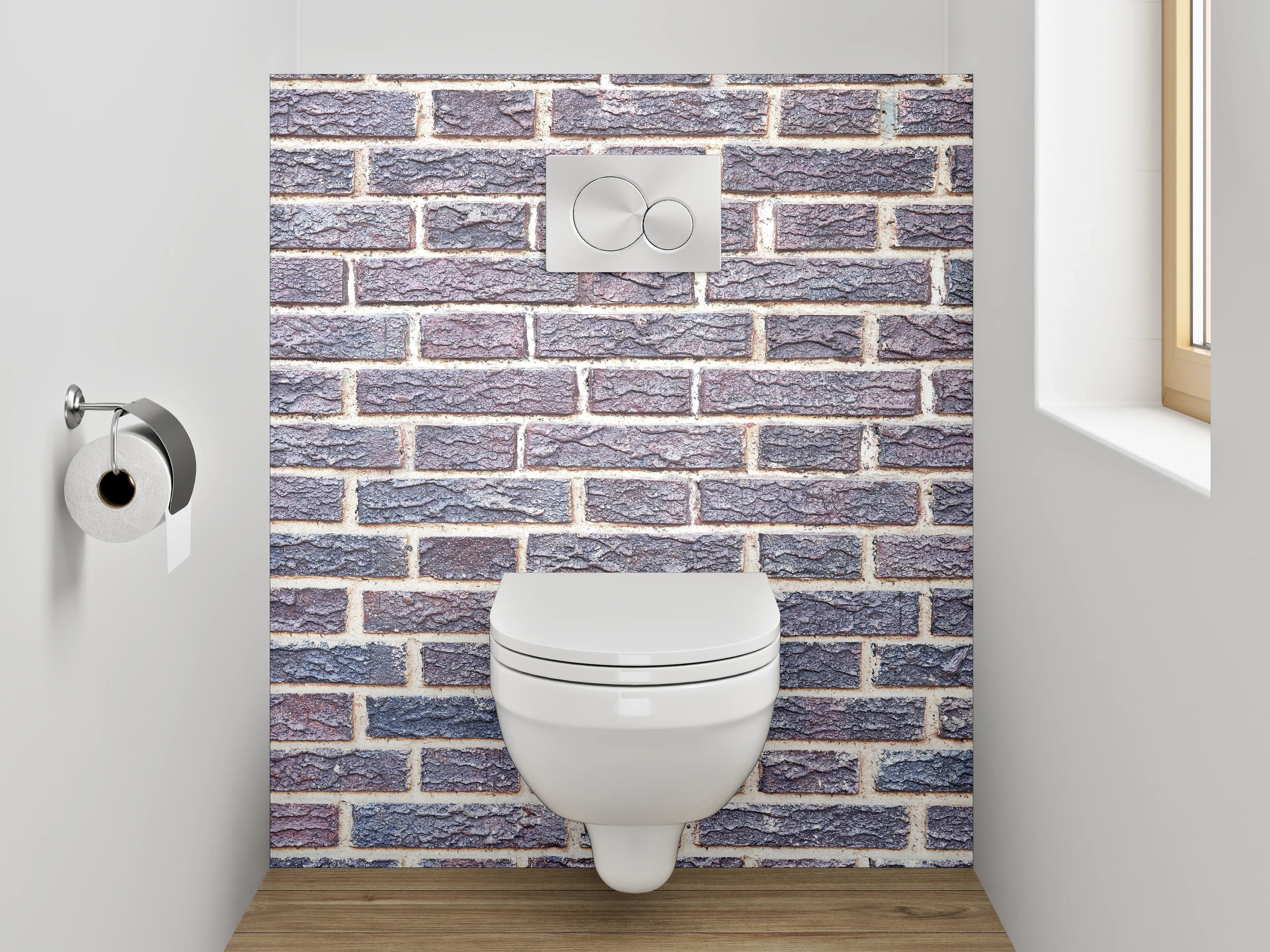 WC-Rückwand - Ziegelstein-Mauer Struktur Braun Grau