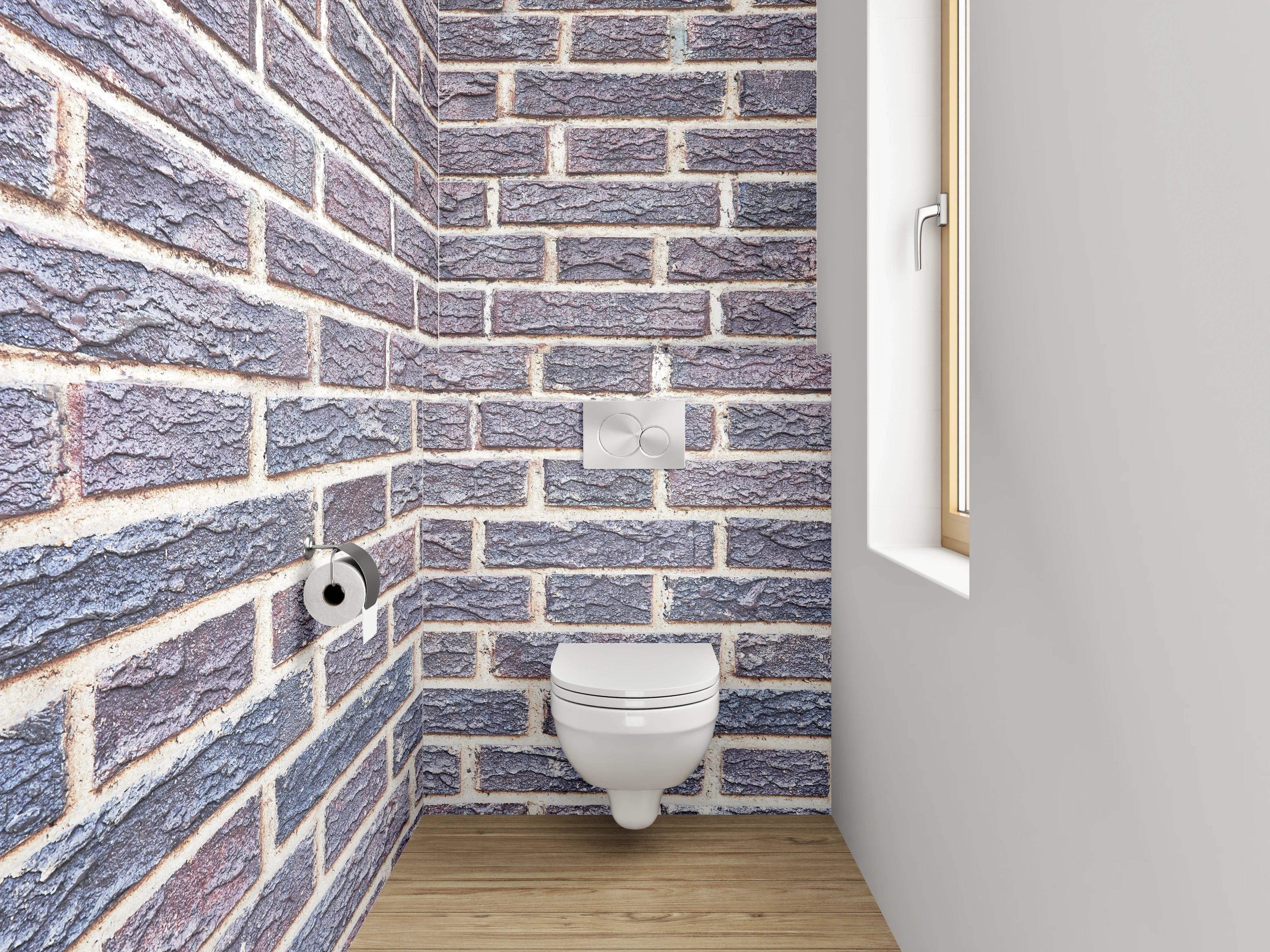 WC-Rückwand - Ziegelstein-Mauer Struktur Braun Grau