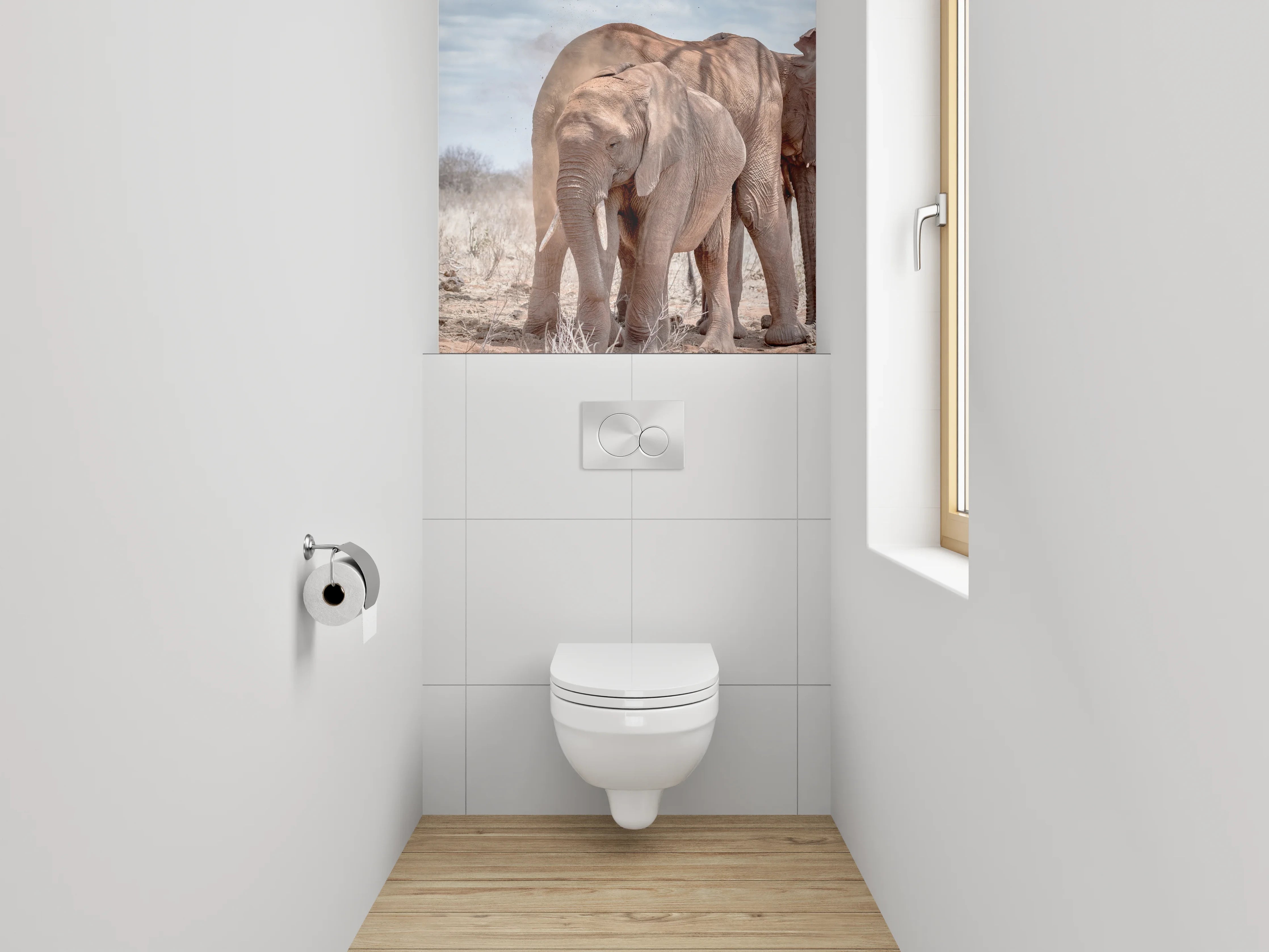 WC-Rückwand - Zwei Elefanten in der Savanne