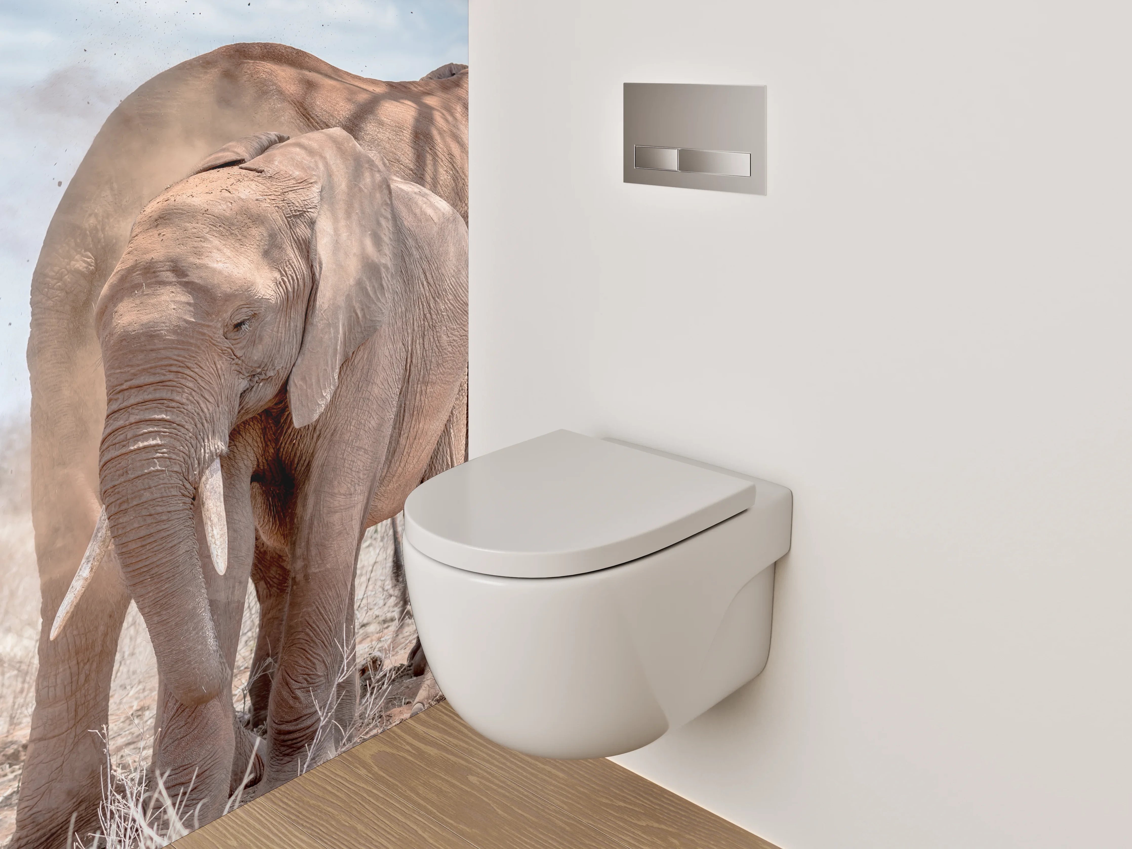 WC-Rückwand - Zwei Elefanten in der Savanne