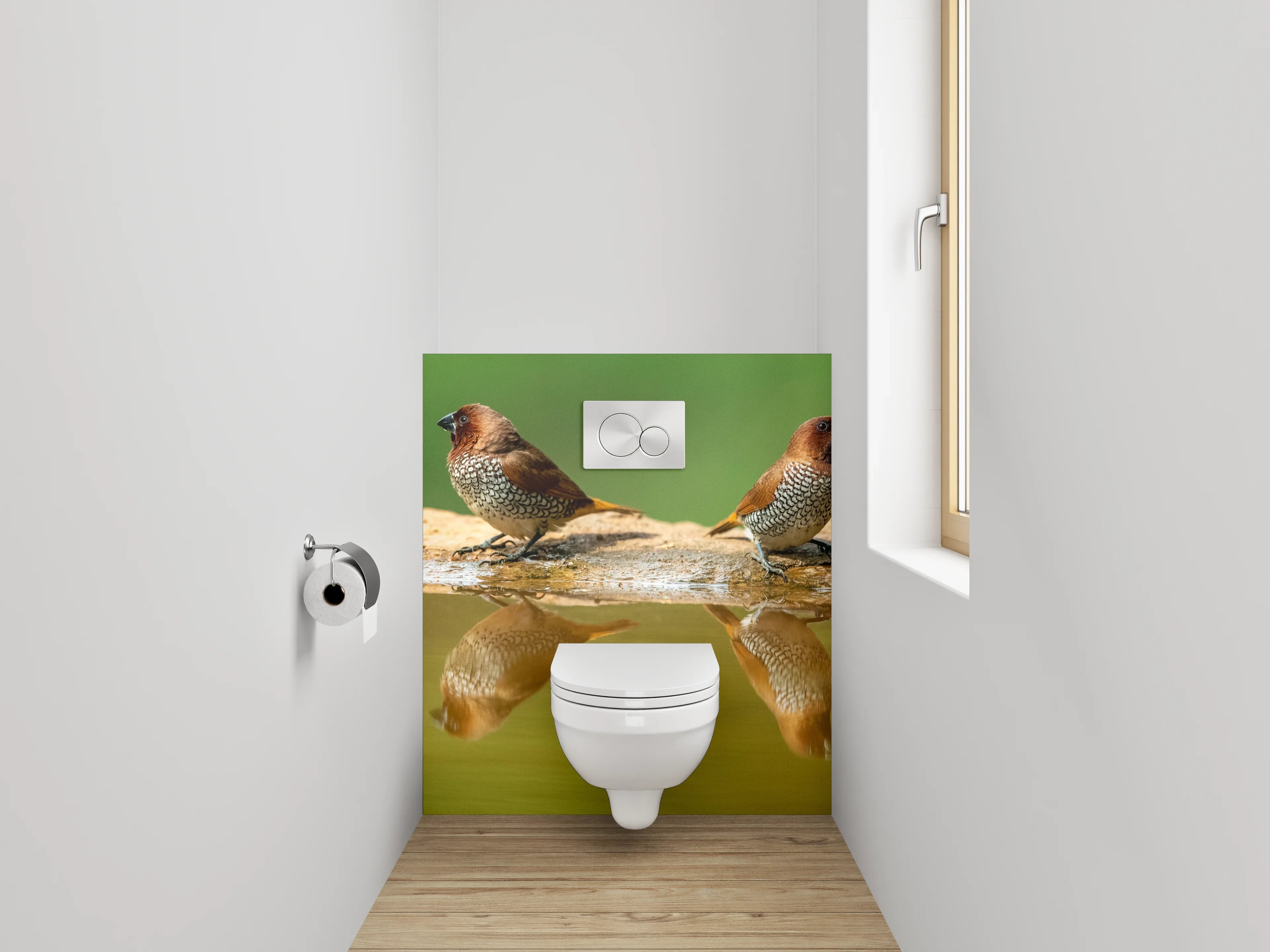 WC-Rückwand - Zwei Vögel am Wasser