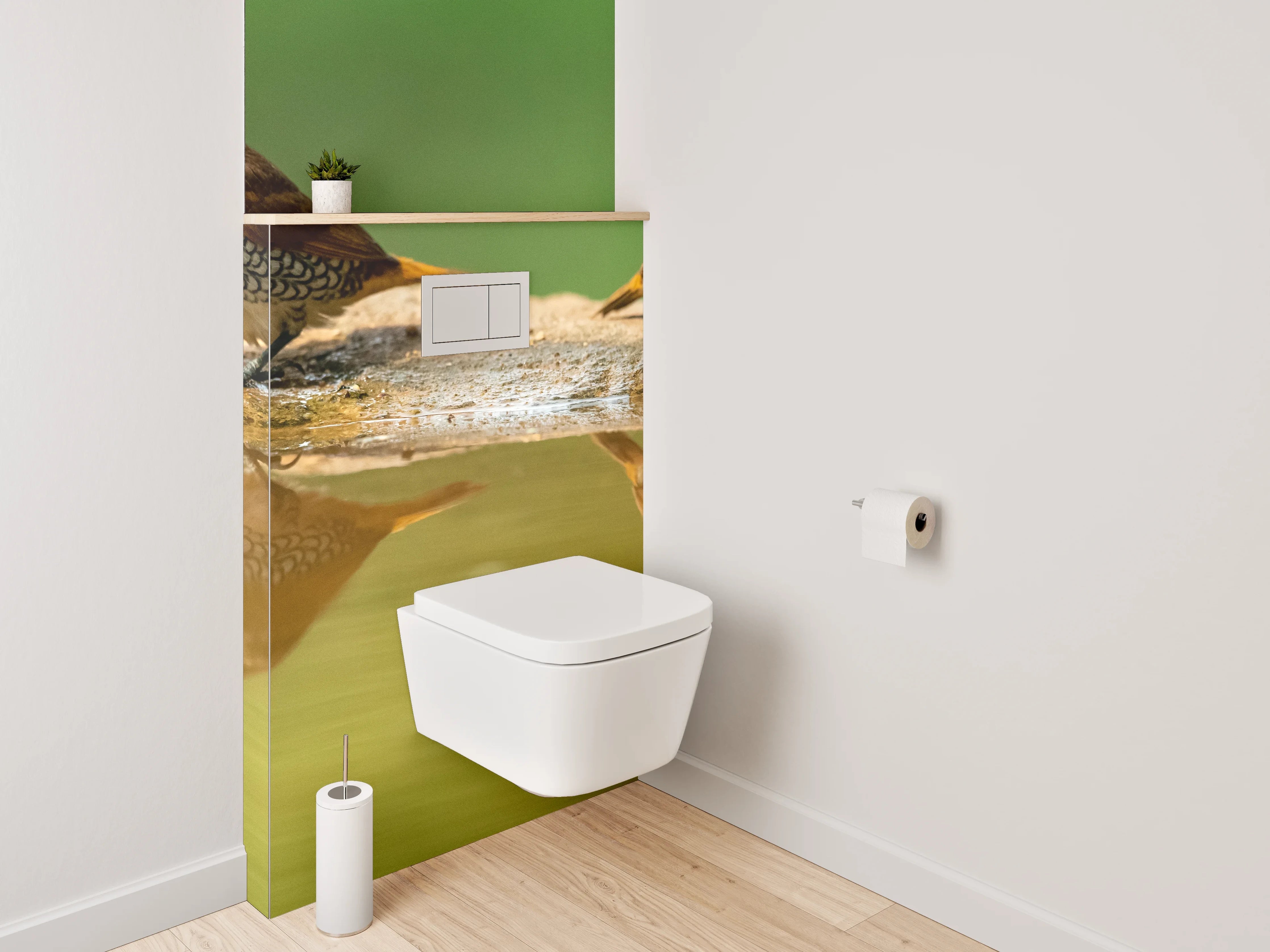 WC-Rückwand - Zwei Vögel am Wasser