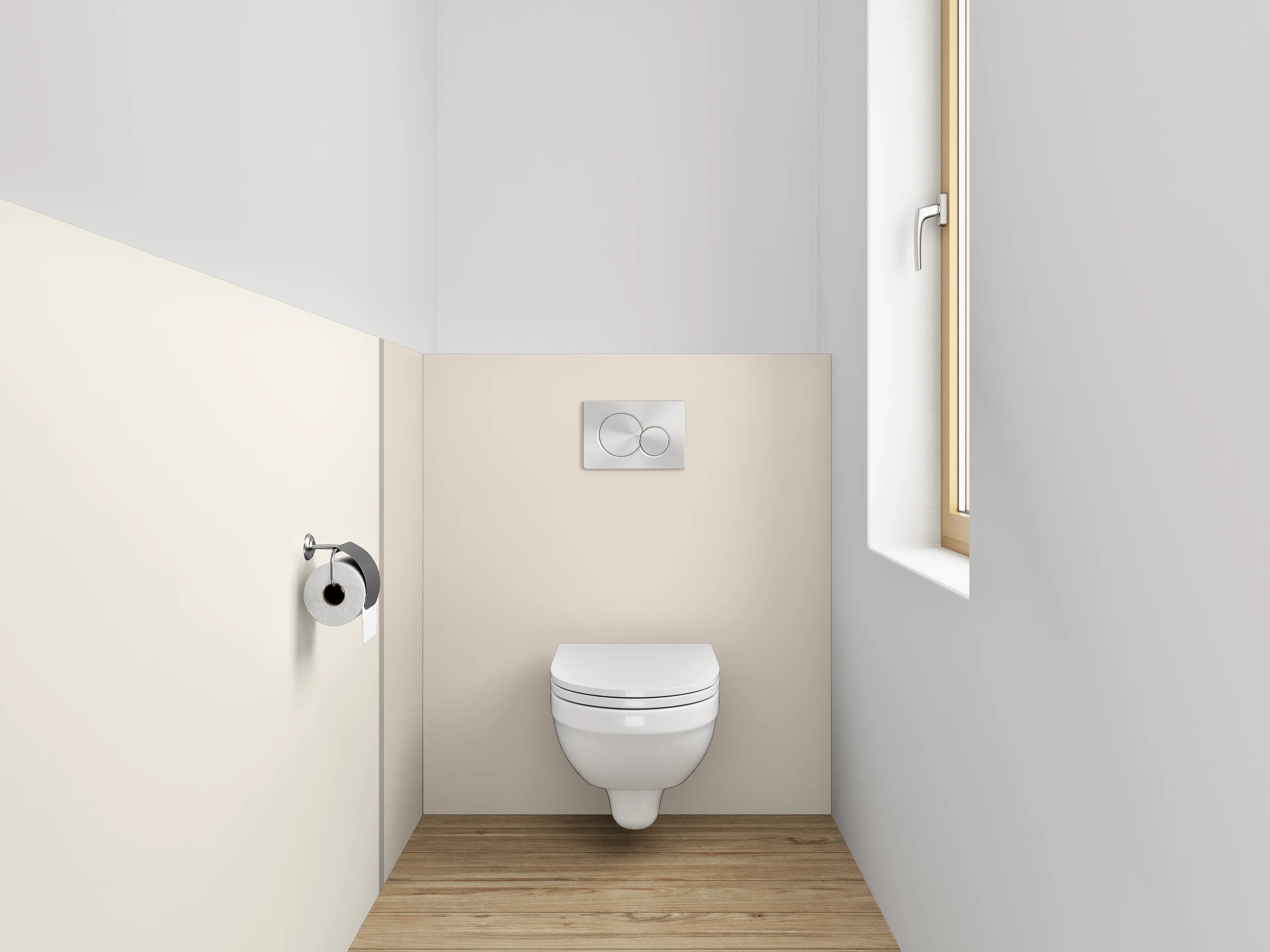 WC-Rückwand - Zweifarbige Beige-Wand – Modern & Zeitlos