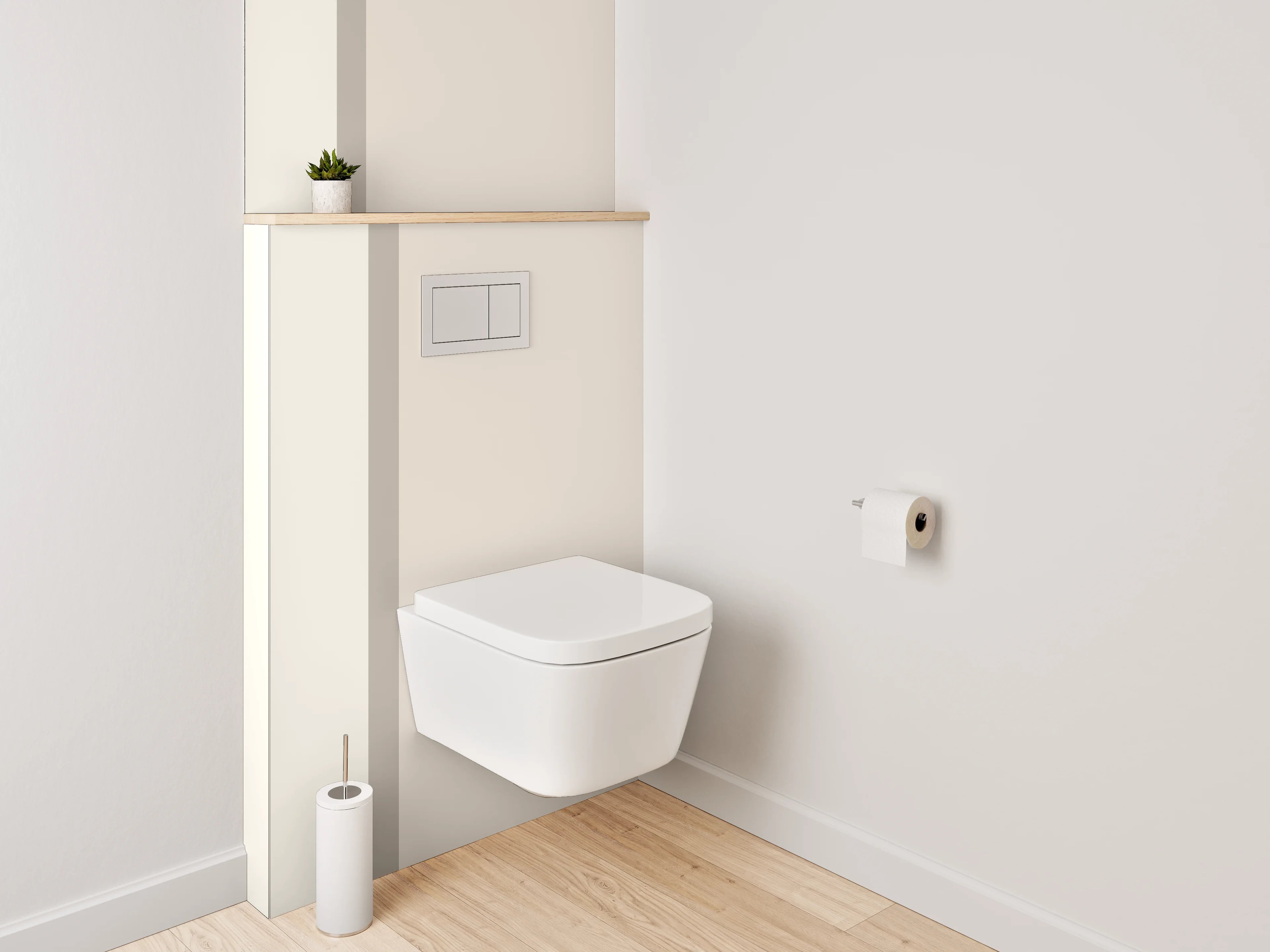 WC-Rückwand - Zweifarbige Beige-Wand – Modern & Zeitlos