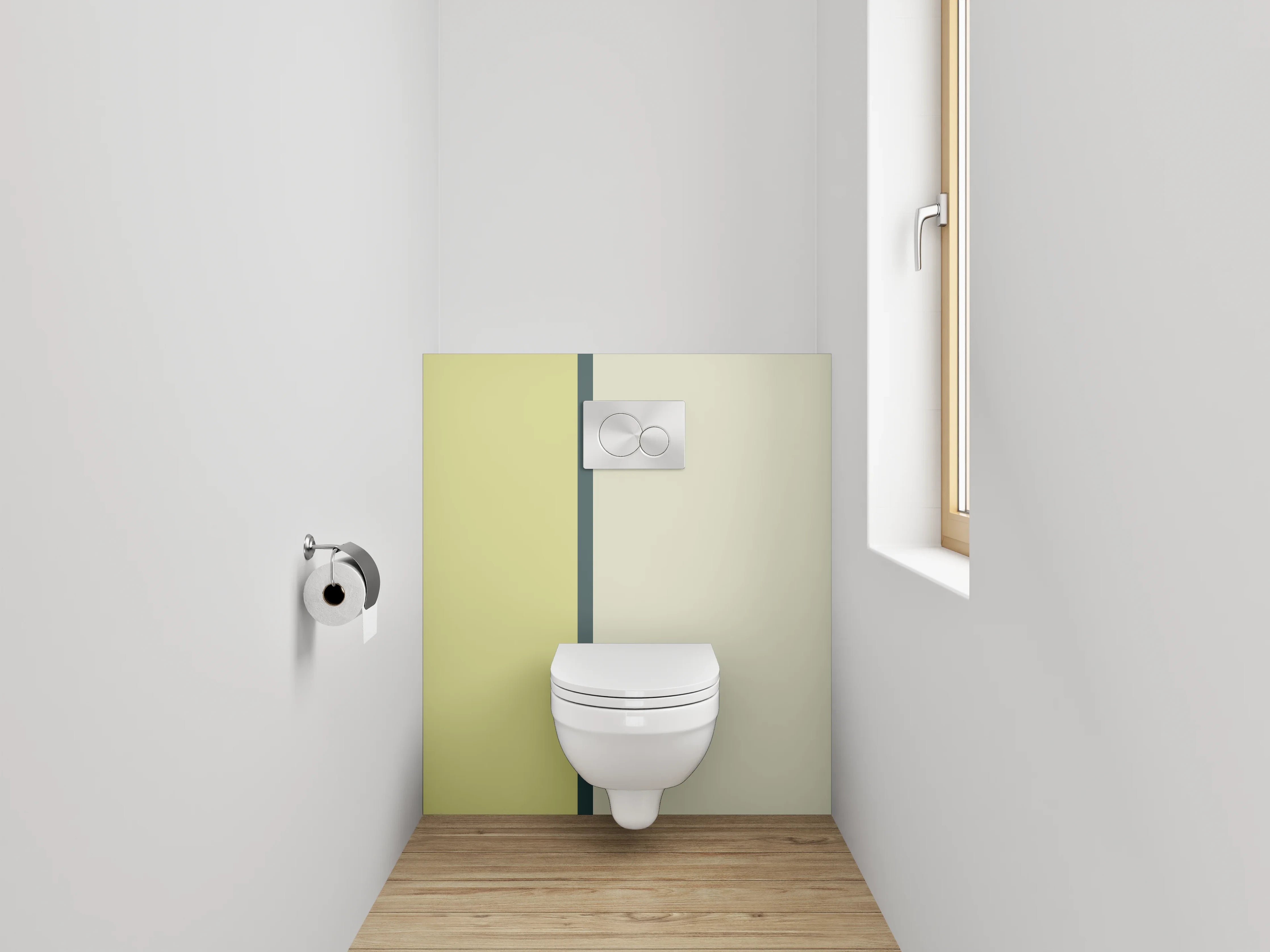 WC-Rückwand - Zweifarbige Minimal Farbfläche Gelb Beige