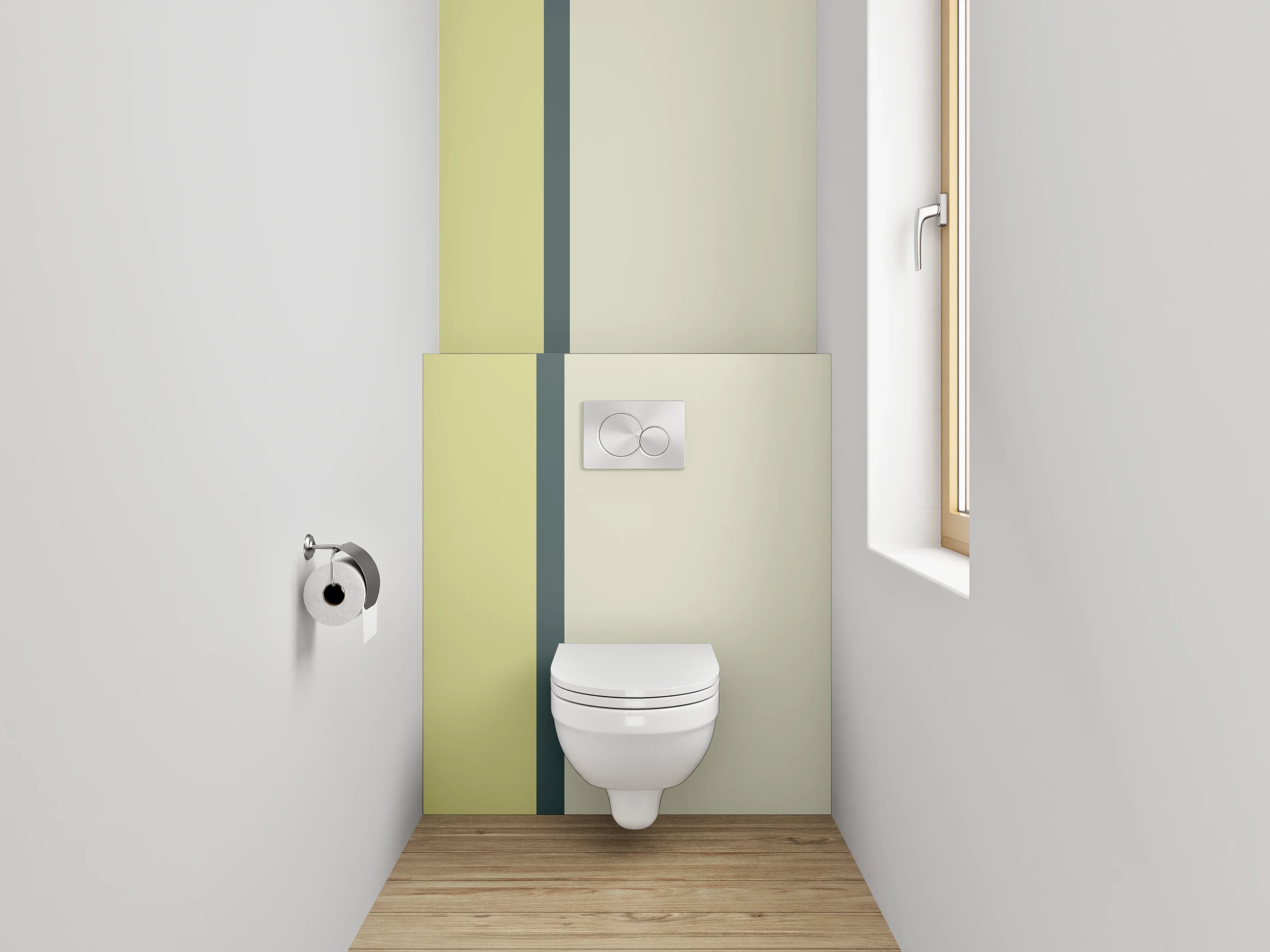 WC-Rückwand - Zweifarbige Minimal Farbfläche Gelb Beige