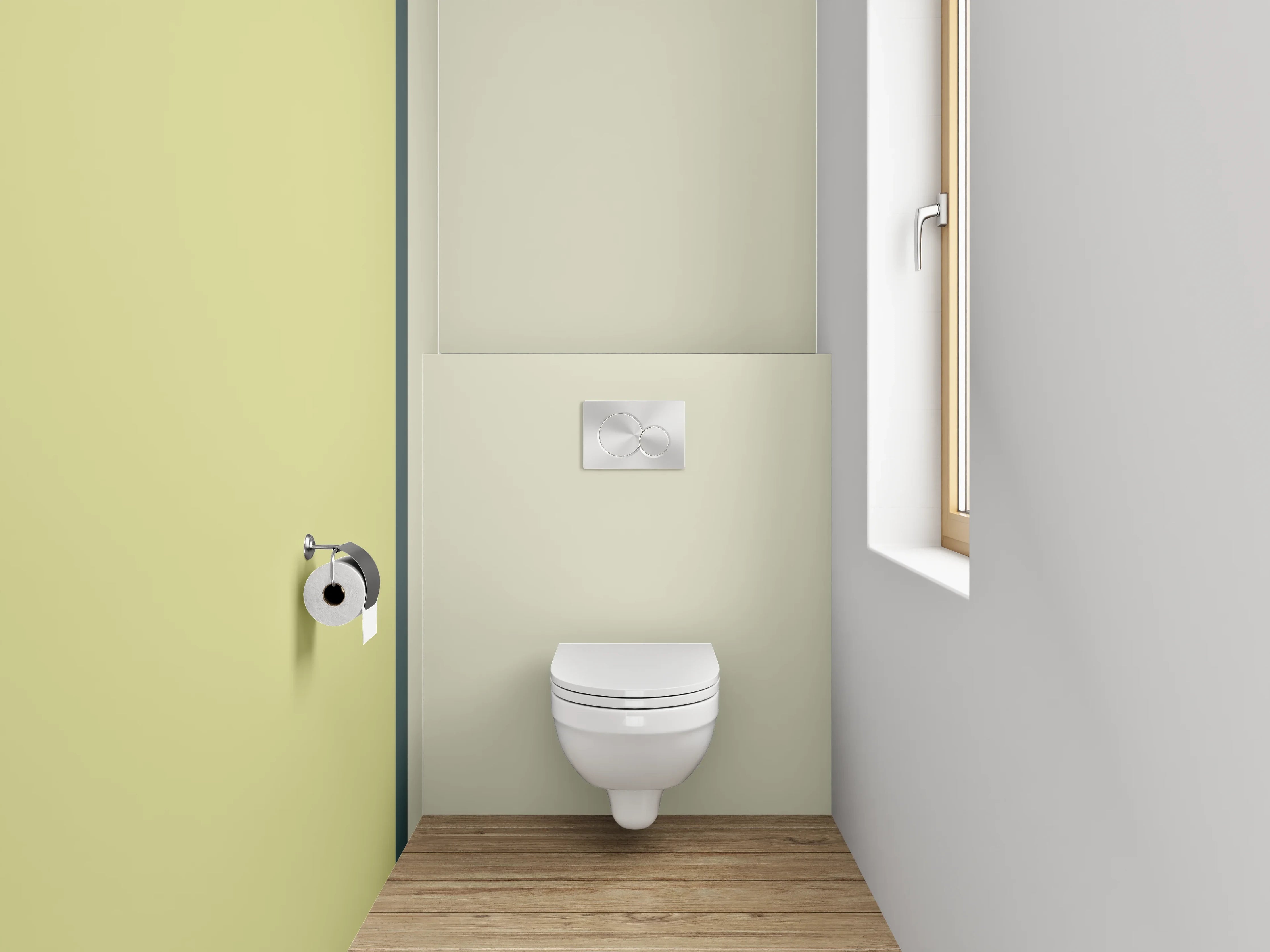 WC-Rückwand - Zweifarbige Minimal Farbfläche Gelb Beige