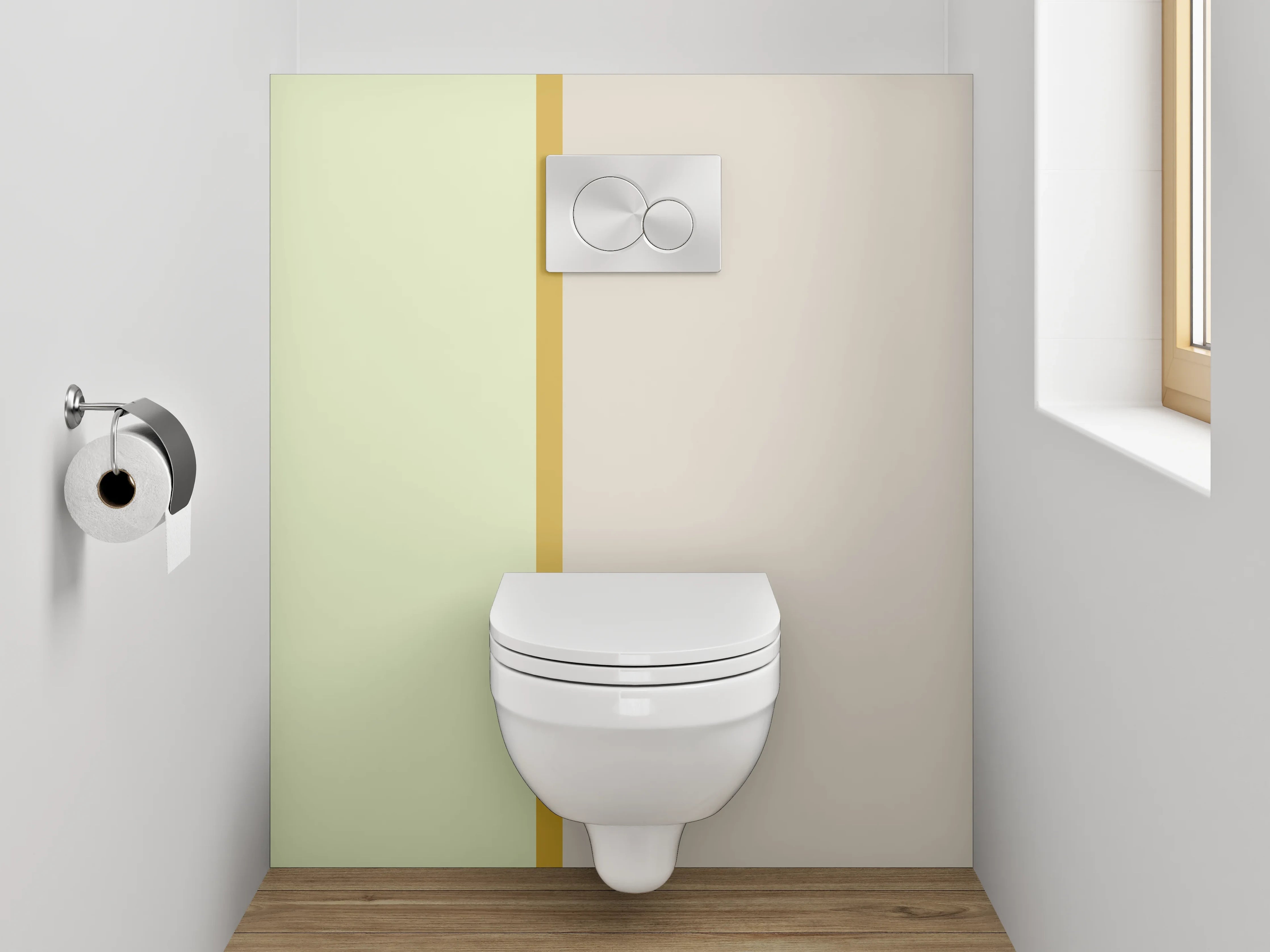 WC-Rückwand - Zweifarbige Minimalismus-Wand Beige Grün