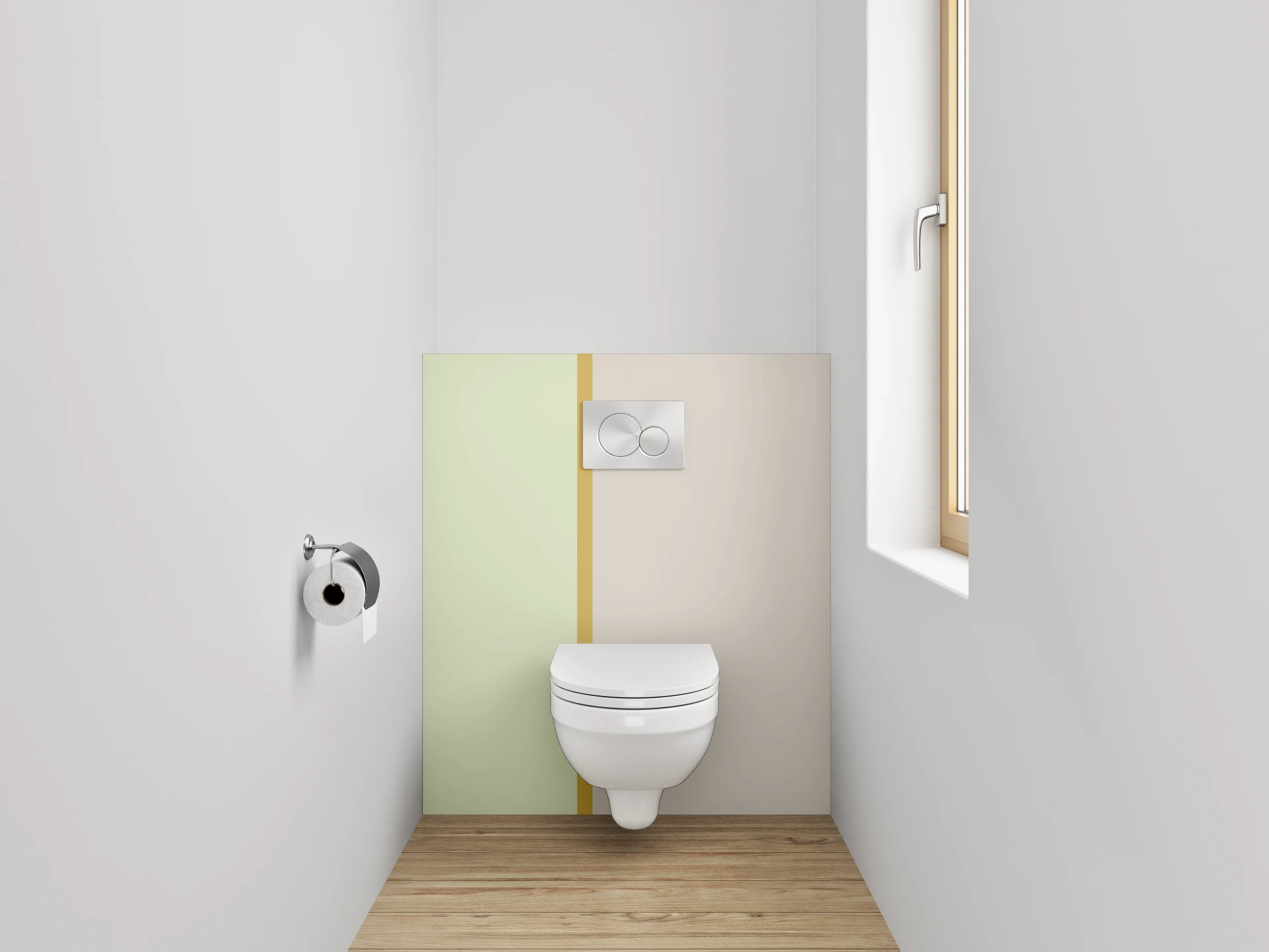 WC-Rückwand - Zweifarbige Minimalismus-Wand Beige Grün