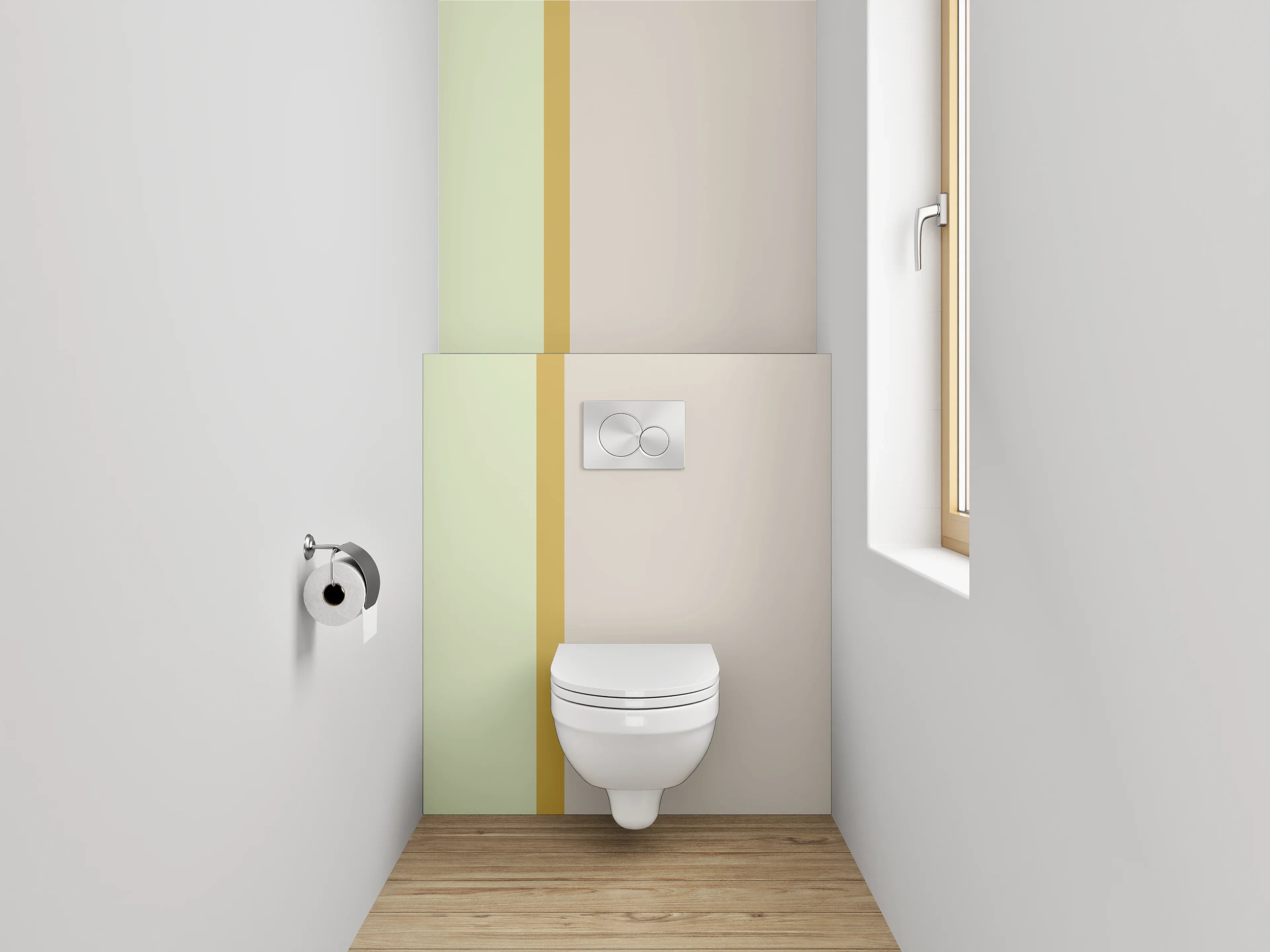 WC-Rückwand - Zweifarbige Minimalismus-Wand Beige Grün