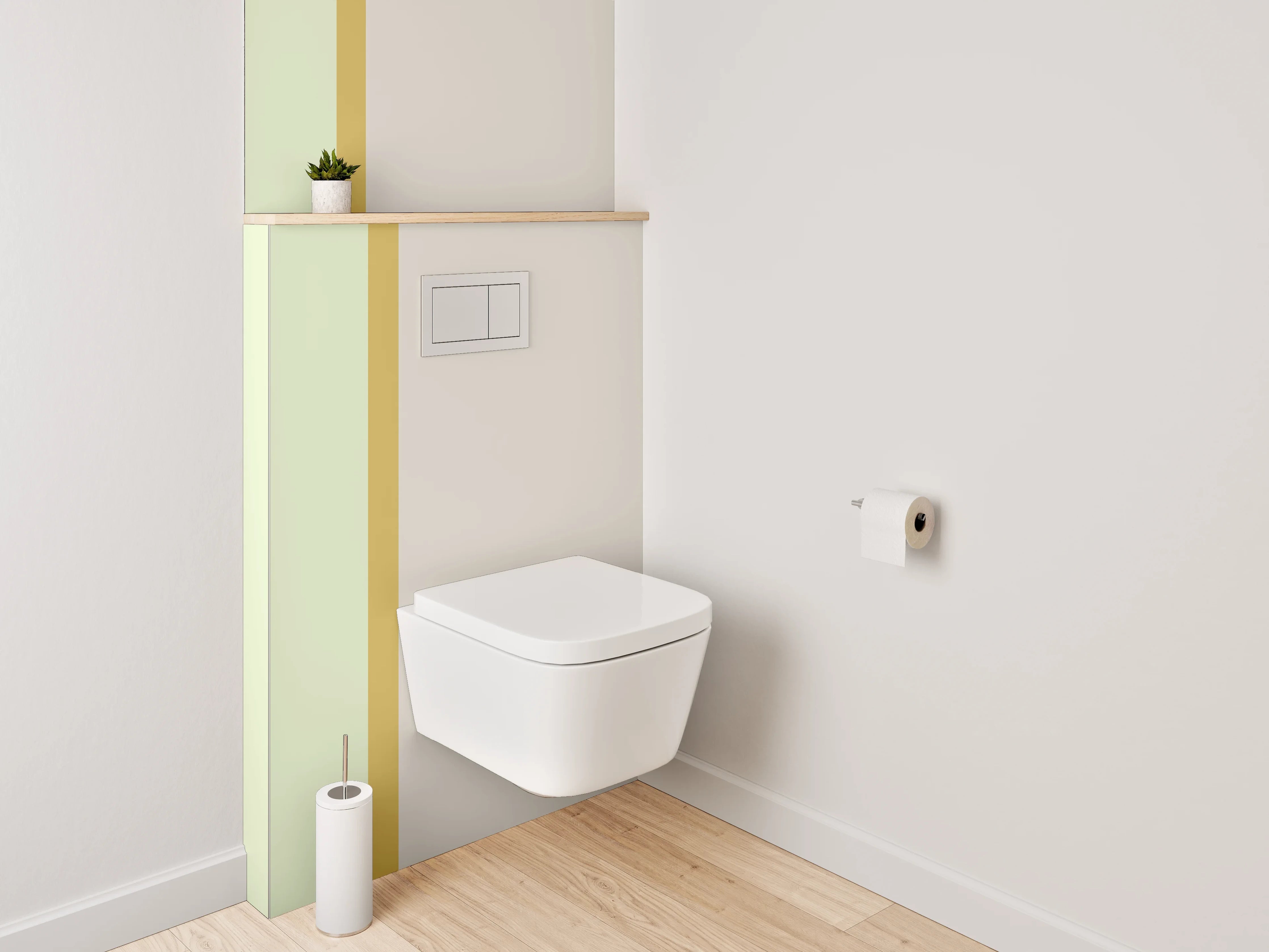 WC-Rückwand - Zweifarbige Minimalismus-Wand Beige Grün